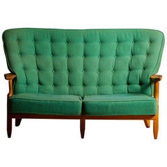 Guillerme et Chambron, Two-Seat Sofa "Grand Repos" in Oak, circa 1960