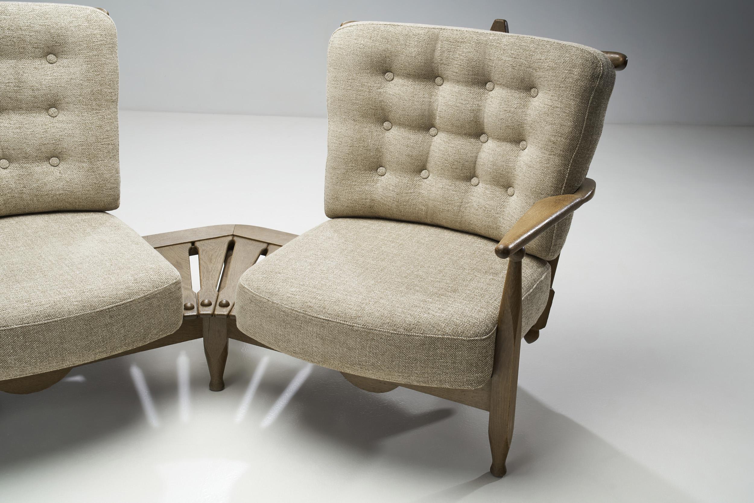 Mid-20th Century Guillerme et Chambron Two-Seater Settee for Votre Maison, France 1950s