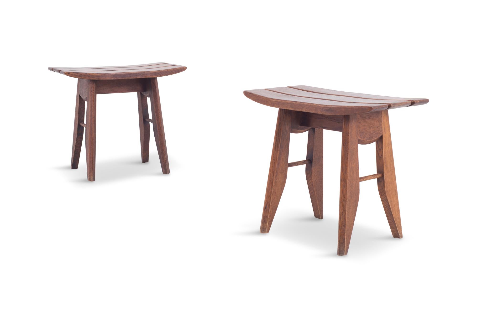Guillerme et Chambron Vintage Mid-Century Modern Stools In Good Condition In Antwerp, BE