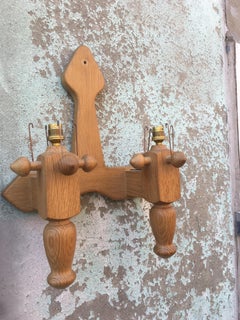 Guillerme et Chambron Wall Sconce en Chene, Edition Votre Maison, circa 1970