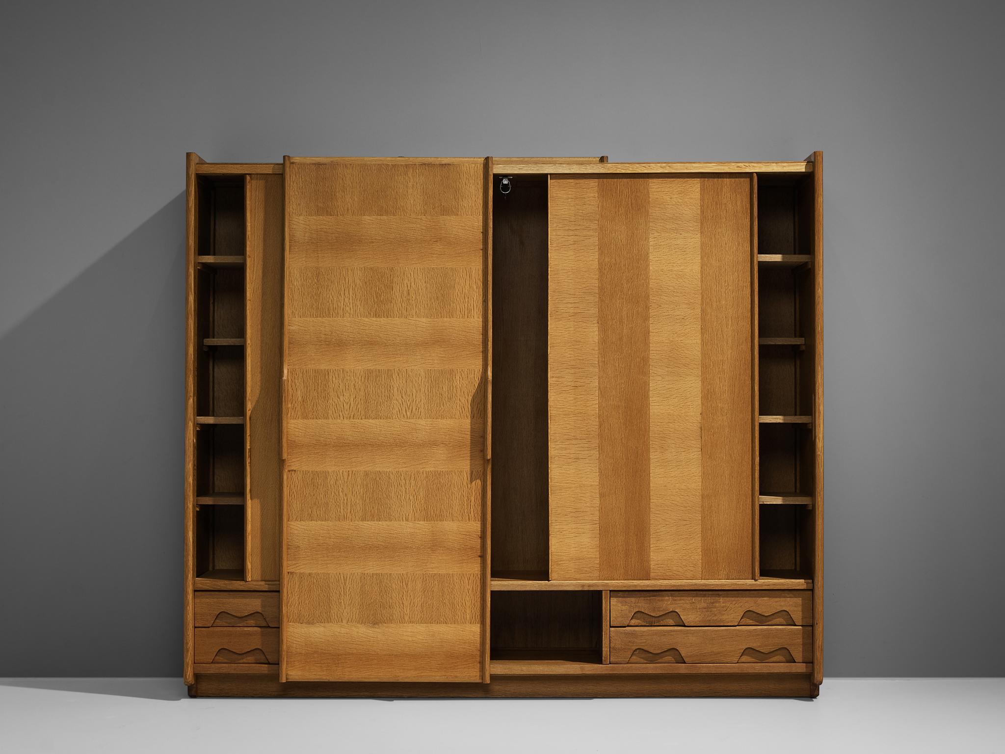 Mid-20th Century Guillerme et Chambron Wardrobe in Oak