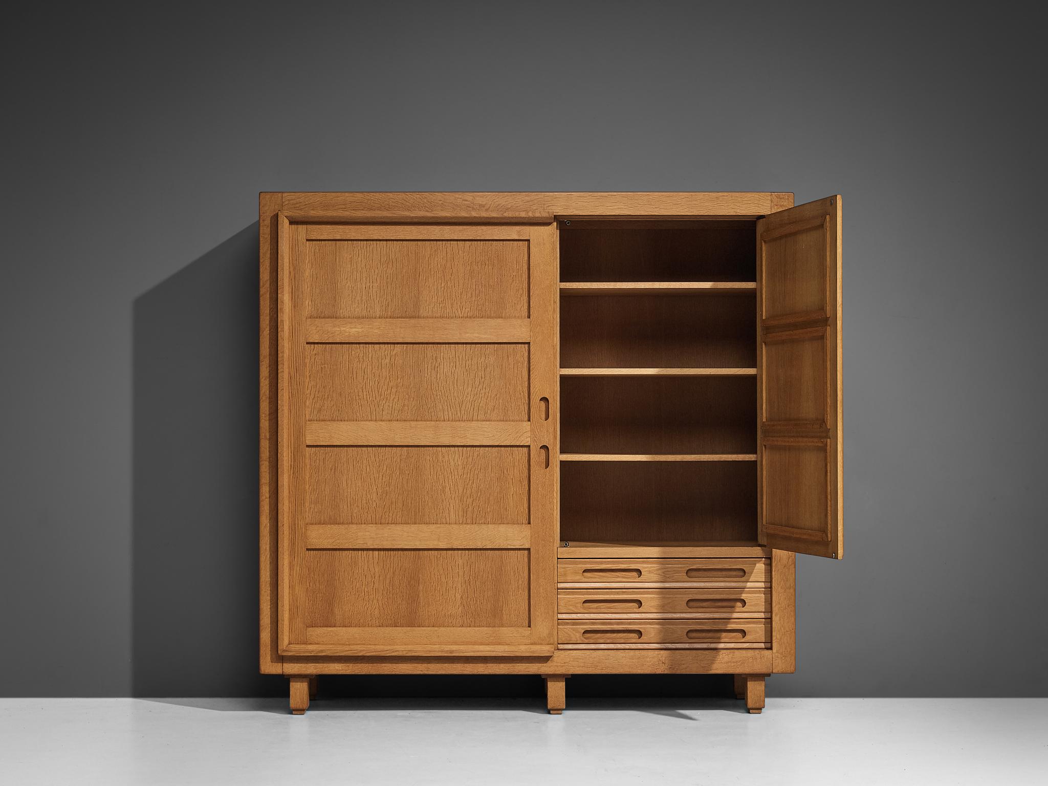 Mid-20th Century Guillerme & Chambron Large Highboard in Oak
