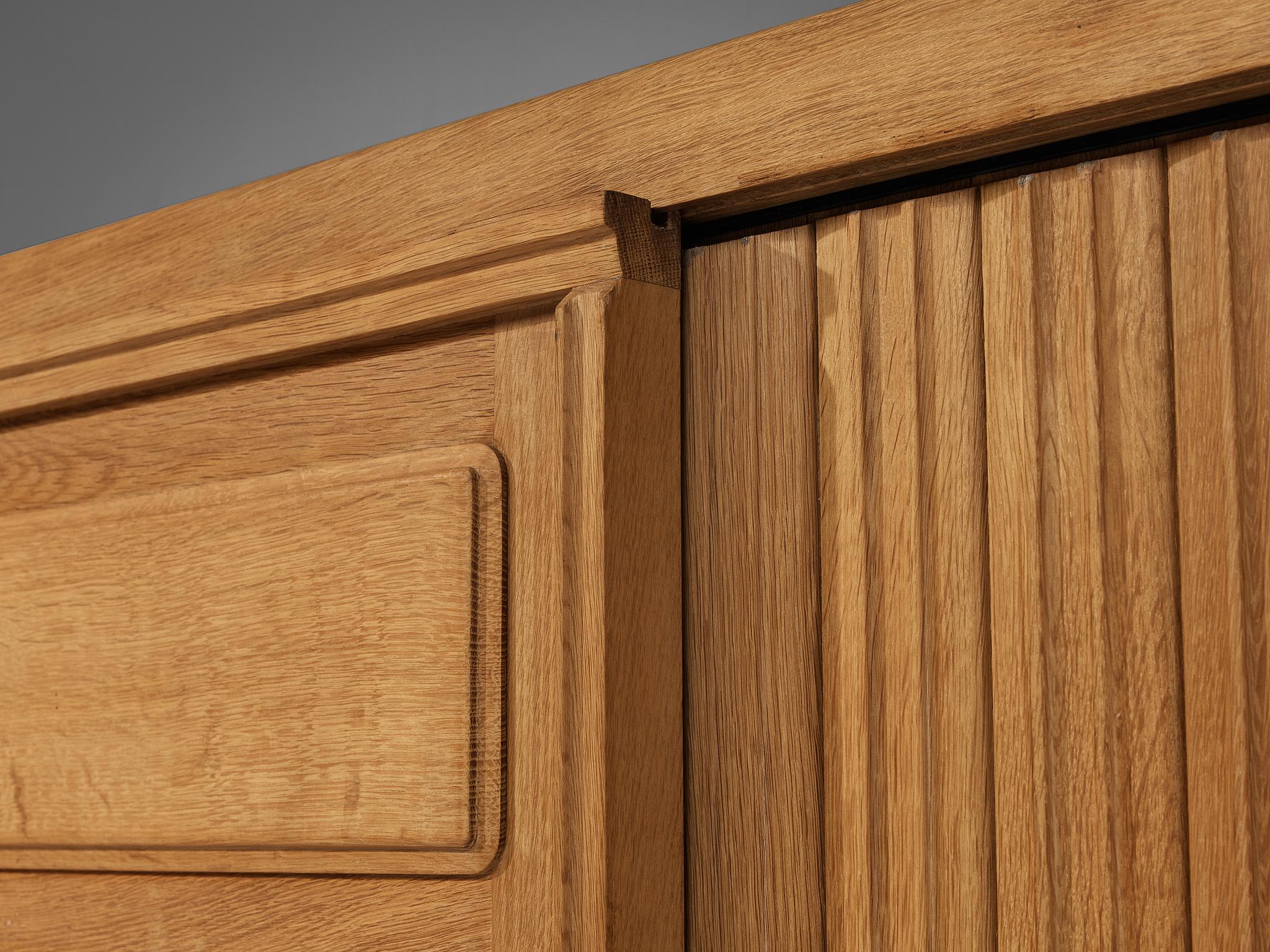 Guillerme & Chambron Large Highboard in Oak with Carved Doors 4