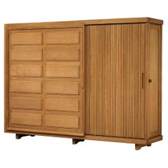 Guillerme & Chambron Large Highboard in Oak with Carved Doors