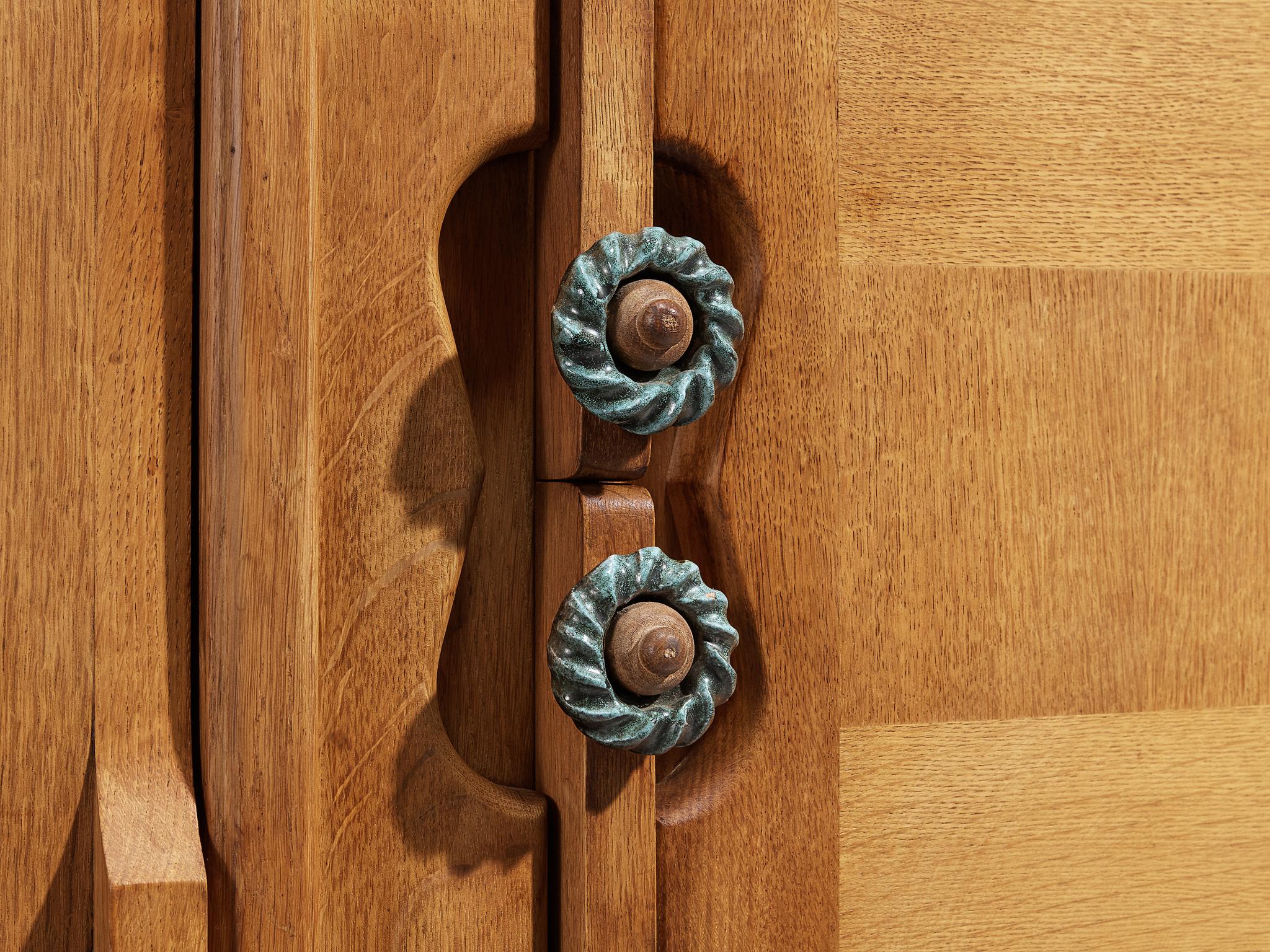 French Guillerme et Chambron Wardrobe in Oak with Ceramic Handles 