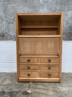 Guillerme et Chambron White Oak Secrétaire Storage Cabinet, 1970's