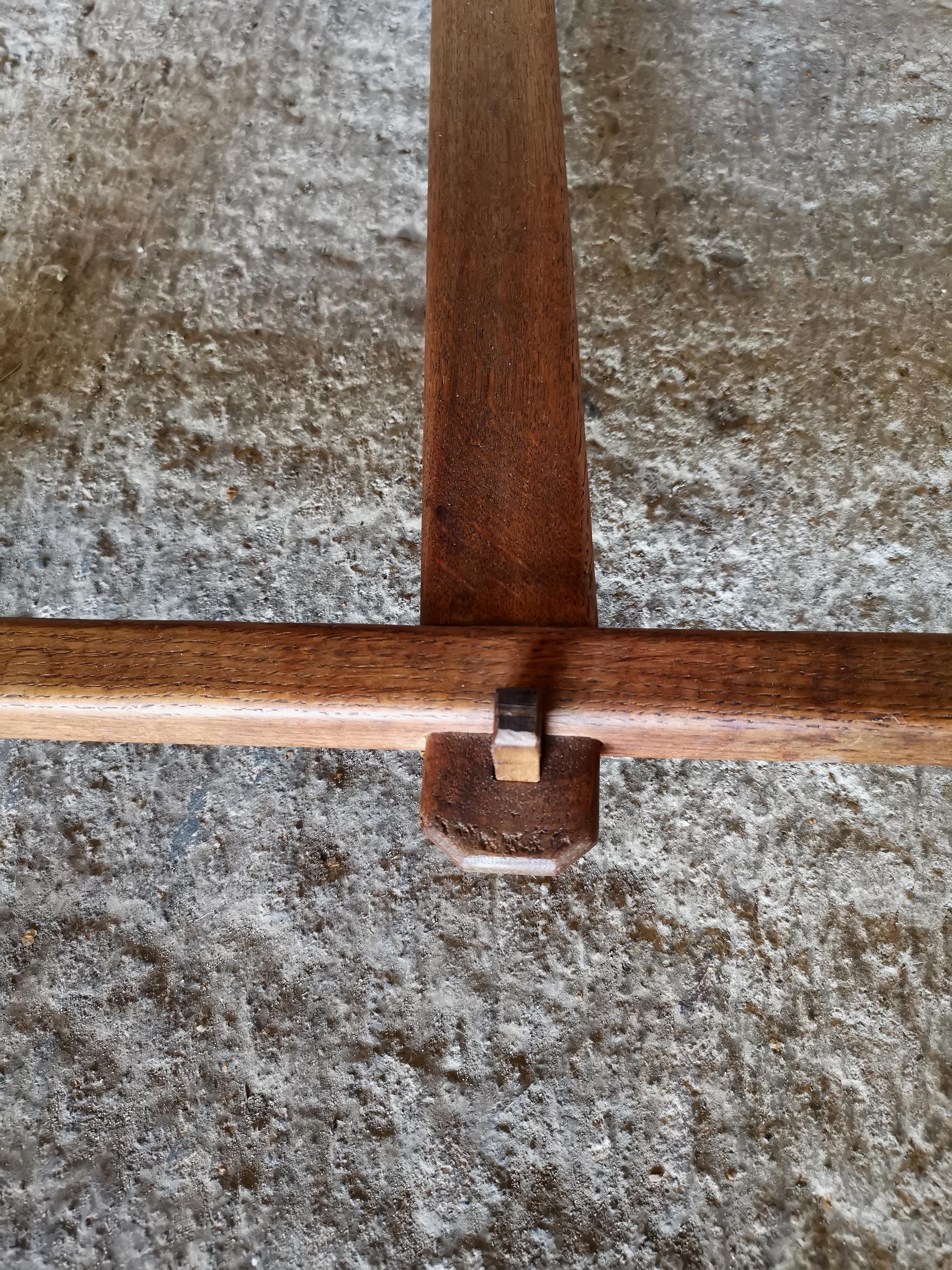 Guillerme et Chambron Wingback manner Chair & Stool, Oak & Mohair, France 1960s For Sale 4