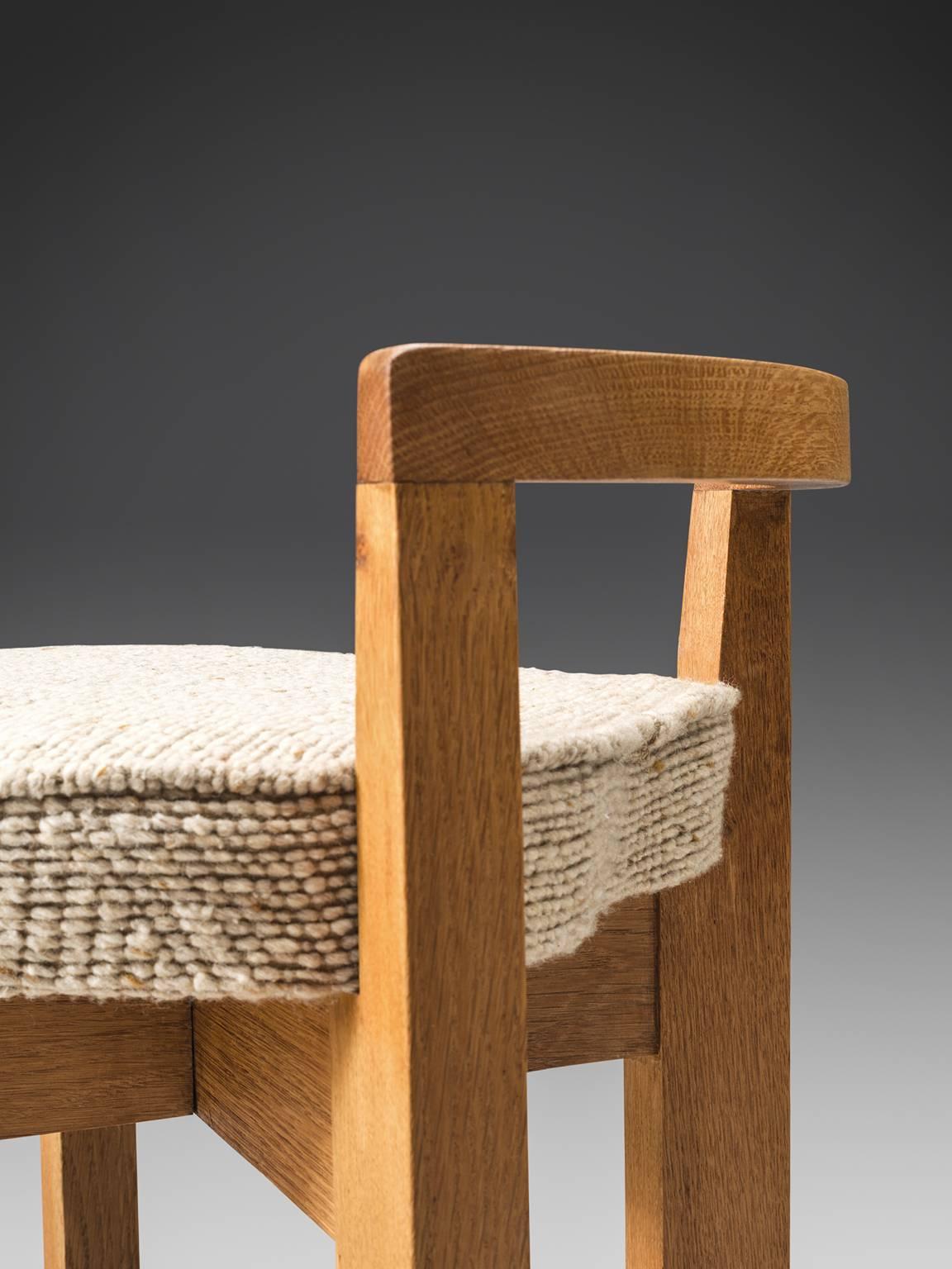 Woven Guillerme et Chambron Wooden Stool