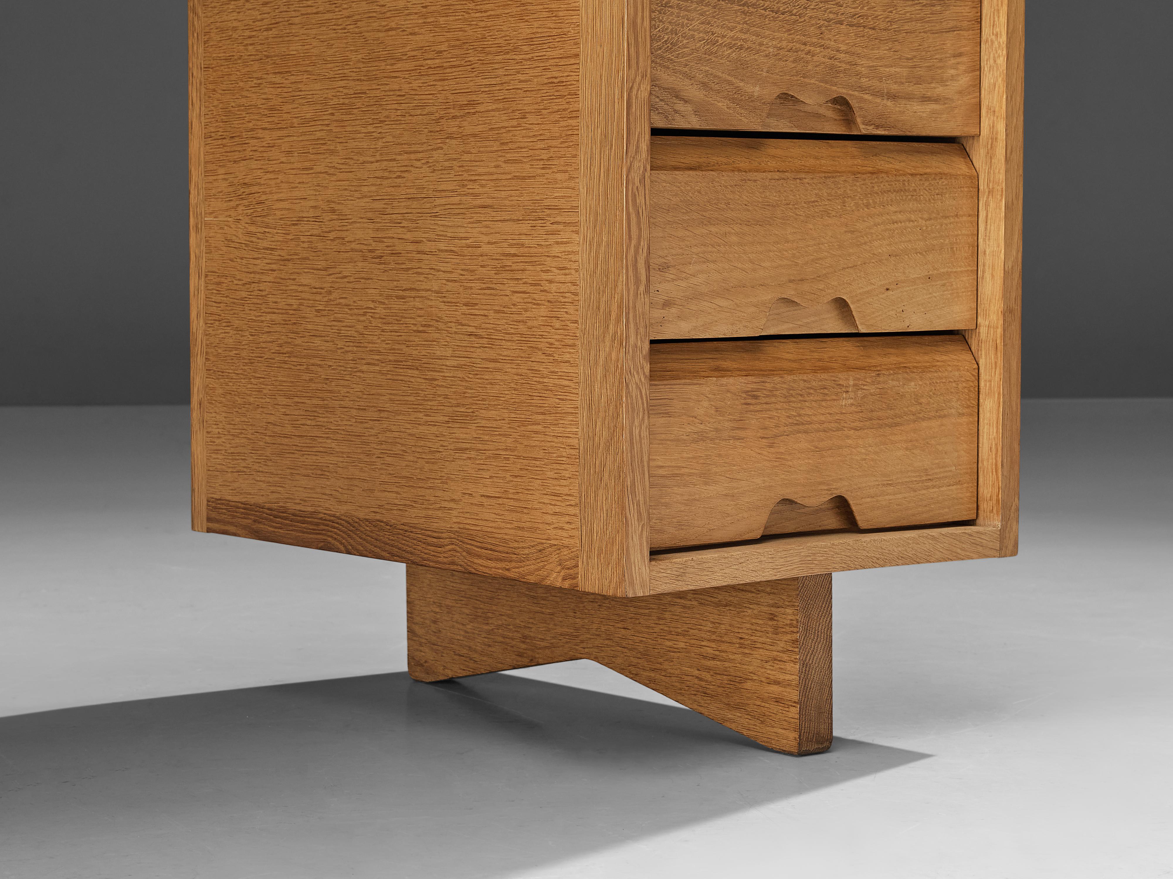 Guillerme et Chambron Writing Desk in Solid Oak and Leather 4