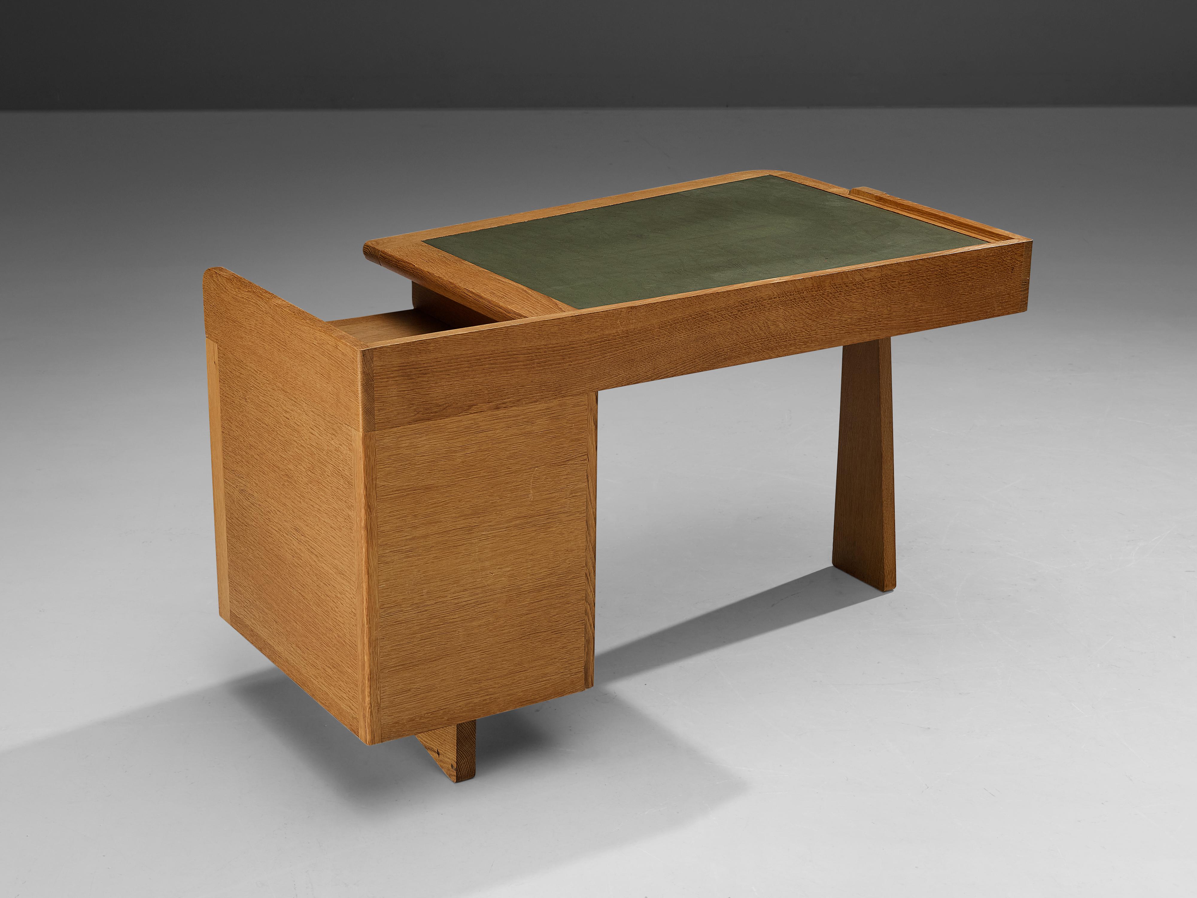 Guillerme et Chambron Writing Desk in Solid Oak and Leather 5