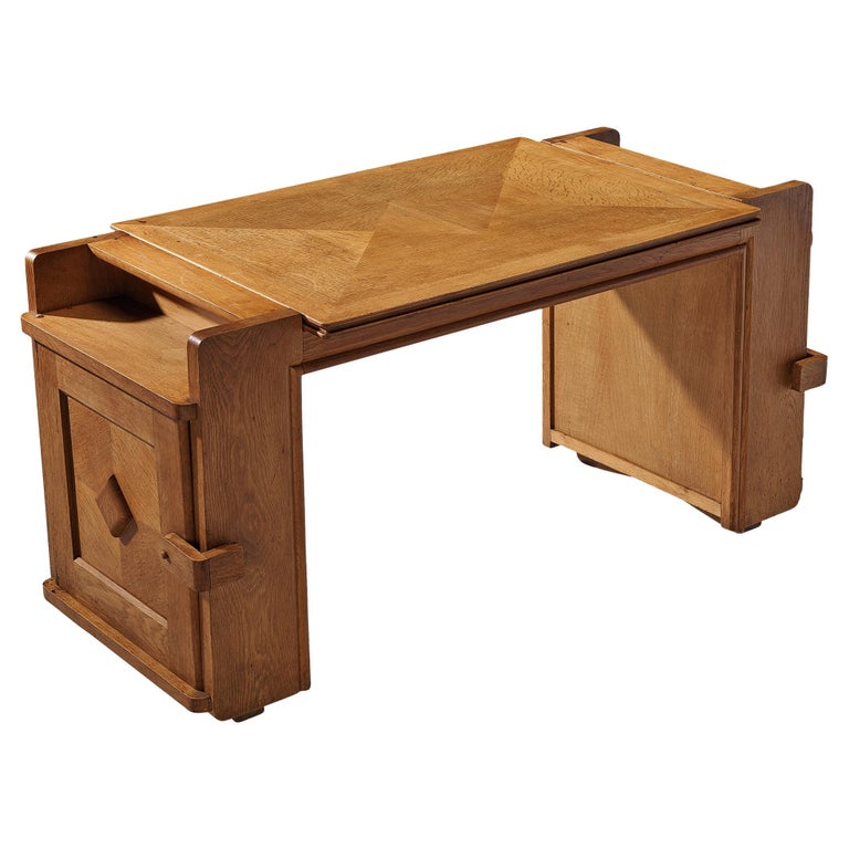 Guillerme et Chambron Writing Desk in Solid Oak For Sale