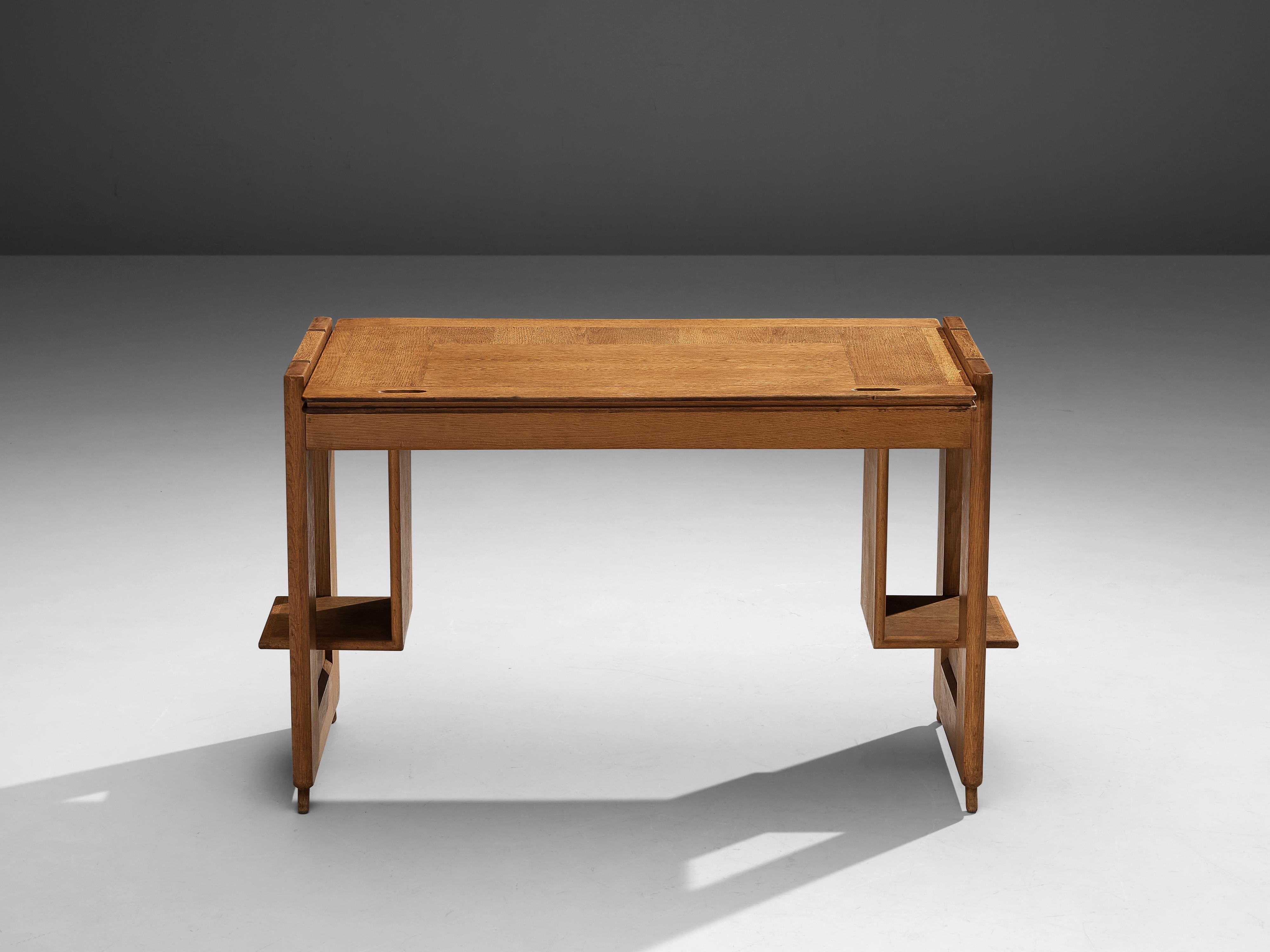 Guillerme et Chambron Writing Desk with Hidden Storage in Solid Oak 1