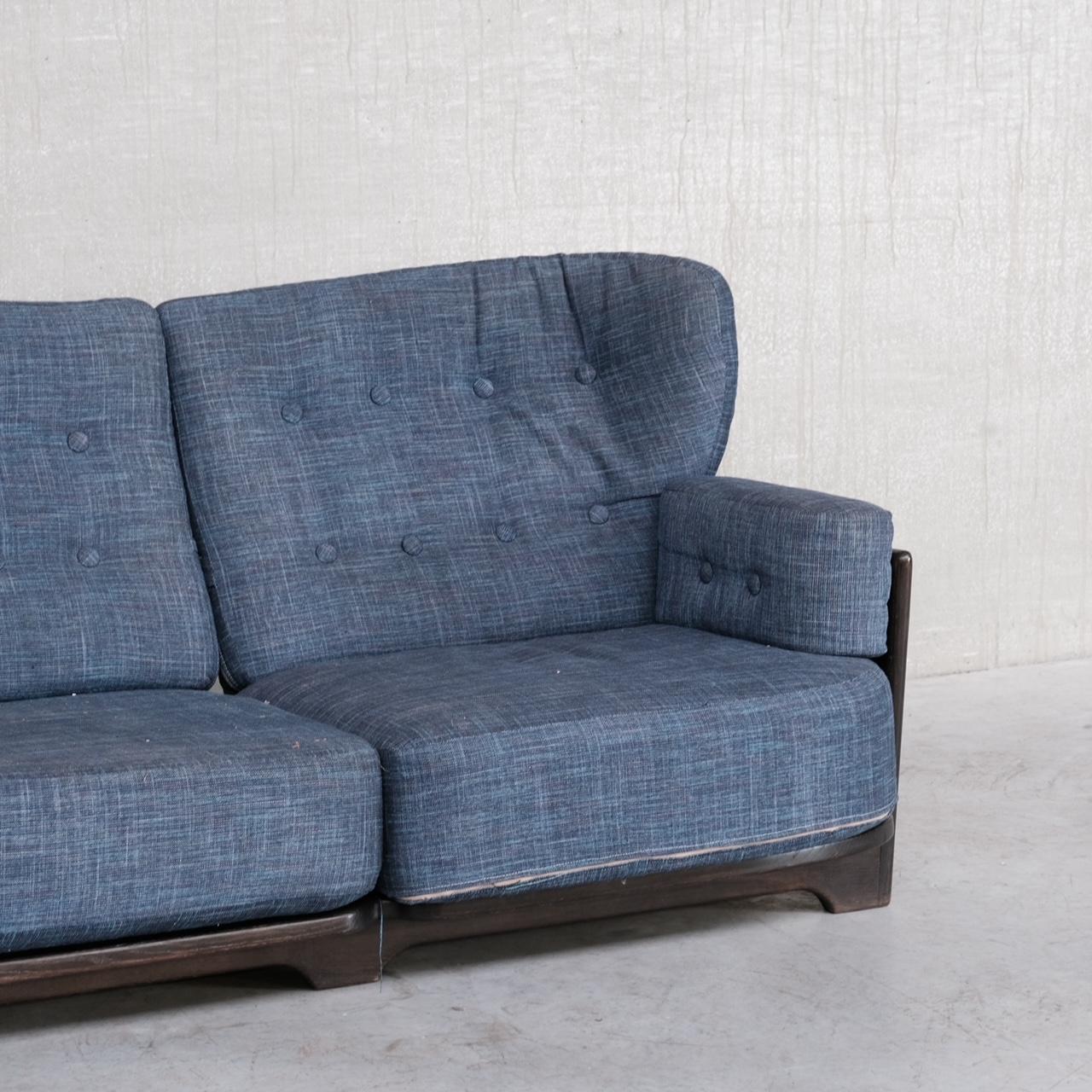 Mid-Century Modern Guillerme et Chamrbon Oak Mid-Century 'Denis' Sofa For Sale