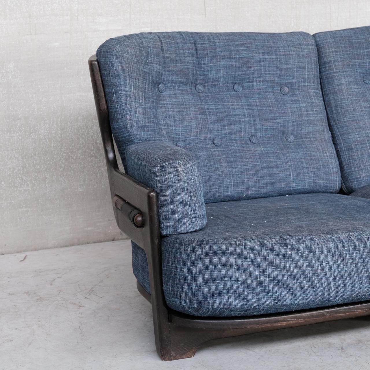 French Guillerme et Chamrbon Oak Mid-Century 'Denis' Sofa For Sale