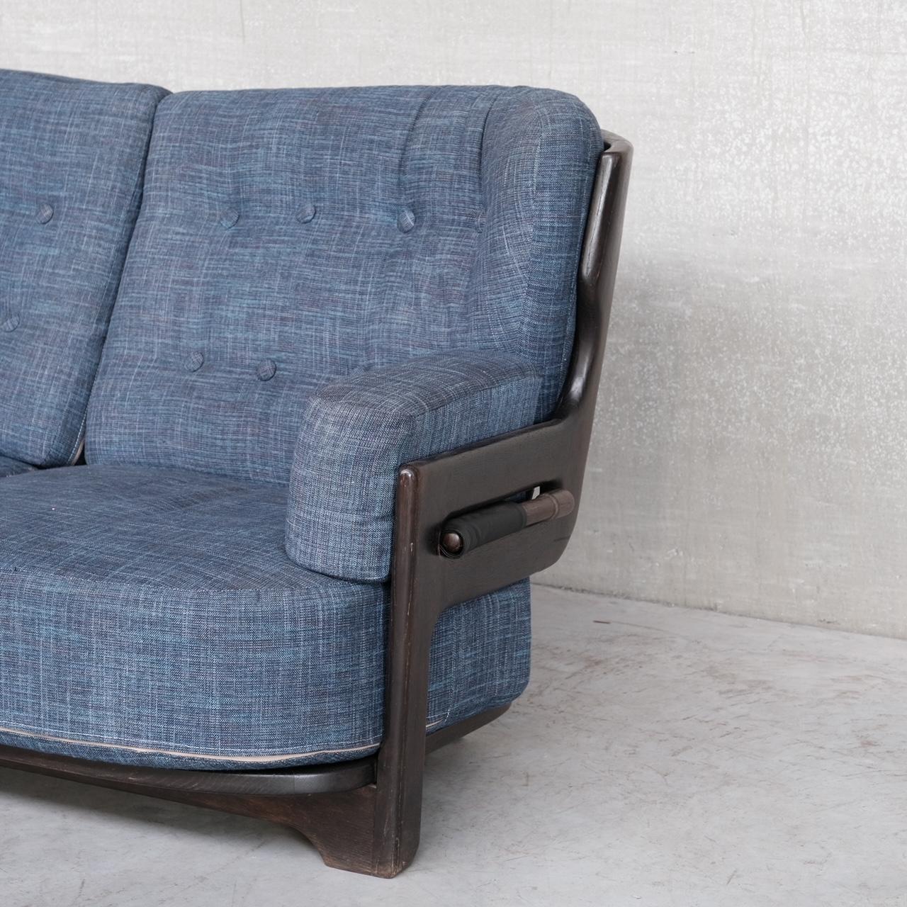 Mid-20th Century Guillerme et Chamrbon Oak Mid-Century 'Denis' Sofa For Sale