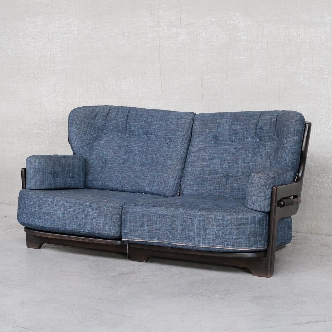 Guillerme et Chamrbon Oak Mid-Century 'Denis' Sofa For Sale 1