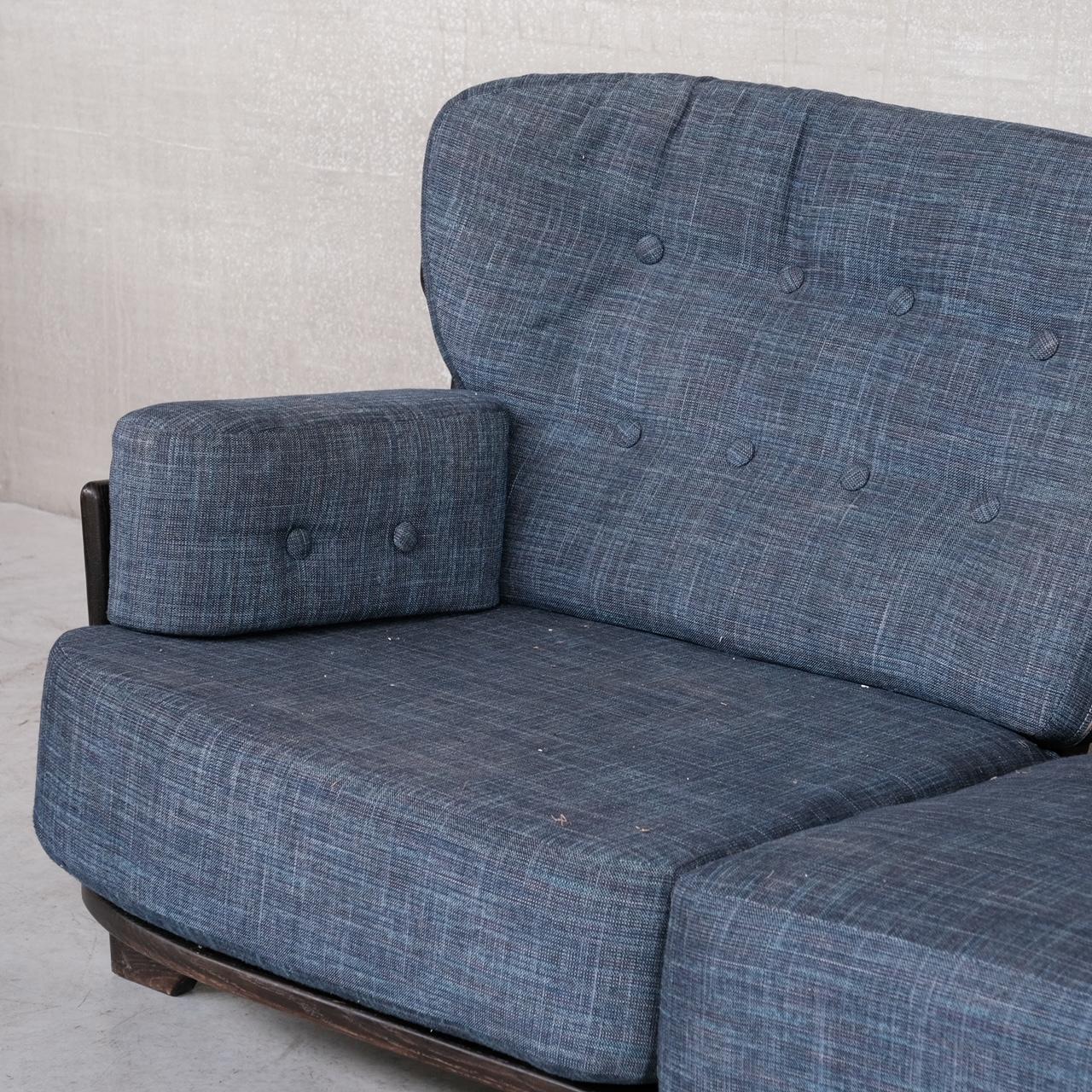 Guillerme et Chamrbon Oak Mid-Century 'Denis' Sofa For Sale 3