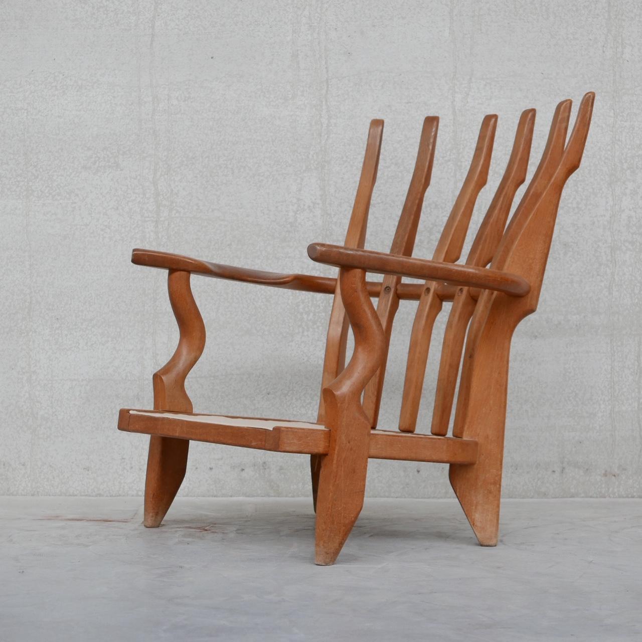 Guillerme et Chamron Mid-Century Repos Oak Armchair 5