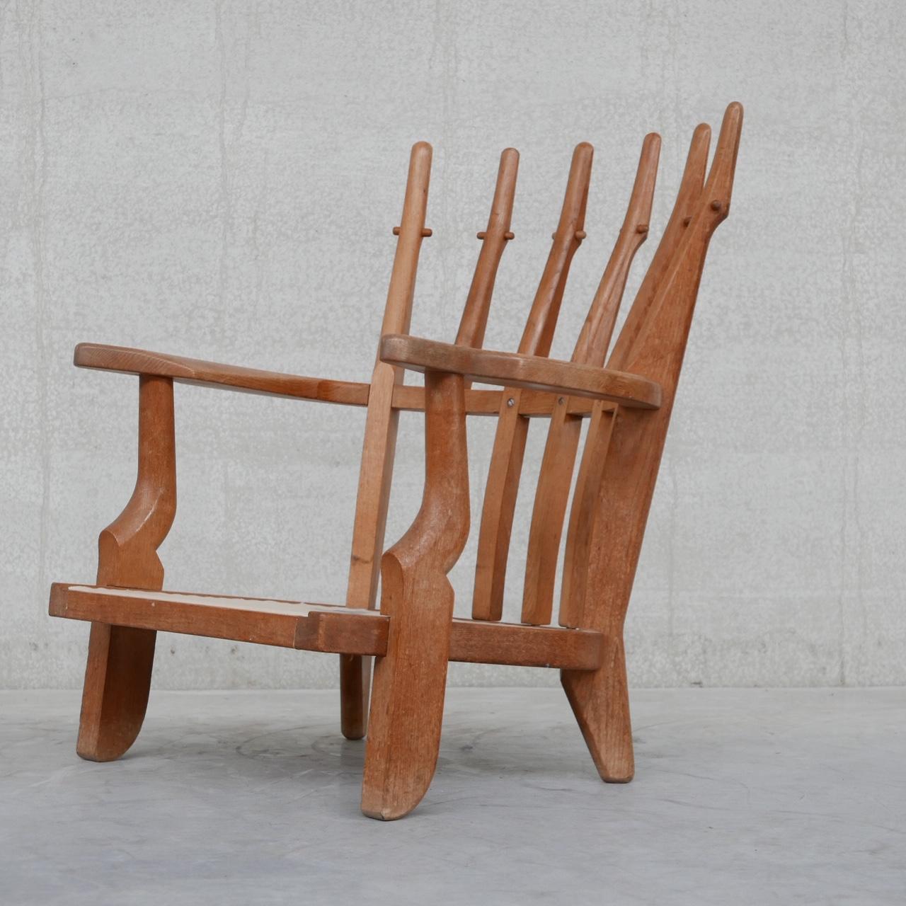 Guillerme et Chamron Mid-Century Repos Oak Armchair 6