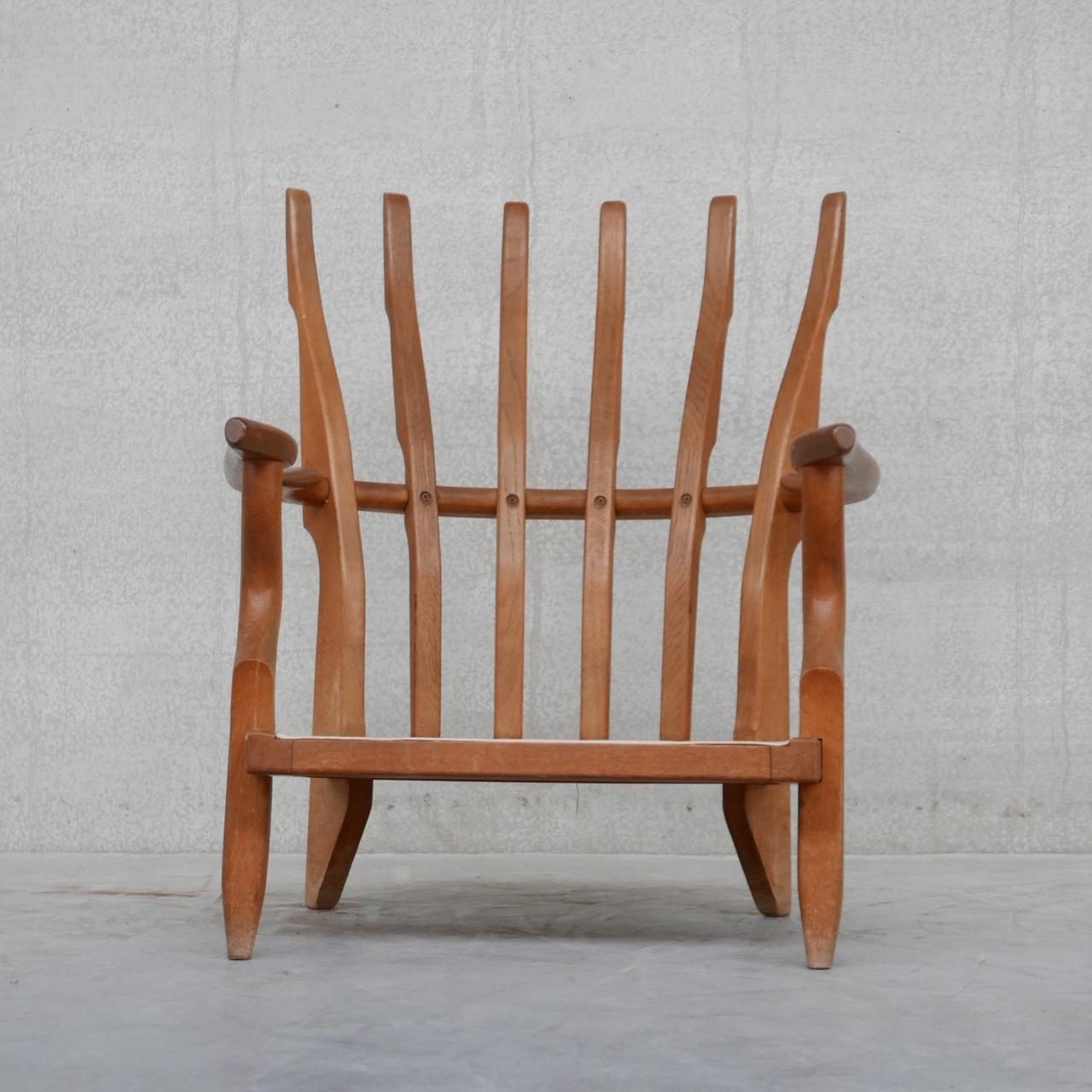 Guillerme et Chamron Mid-Century Repos Oak Armchair 6