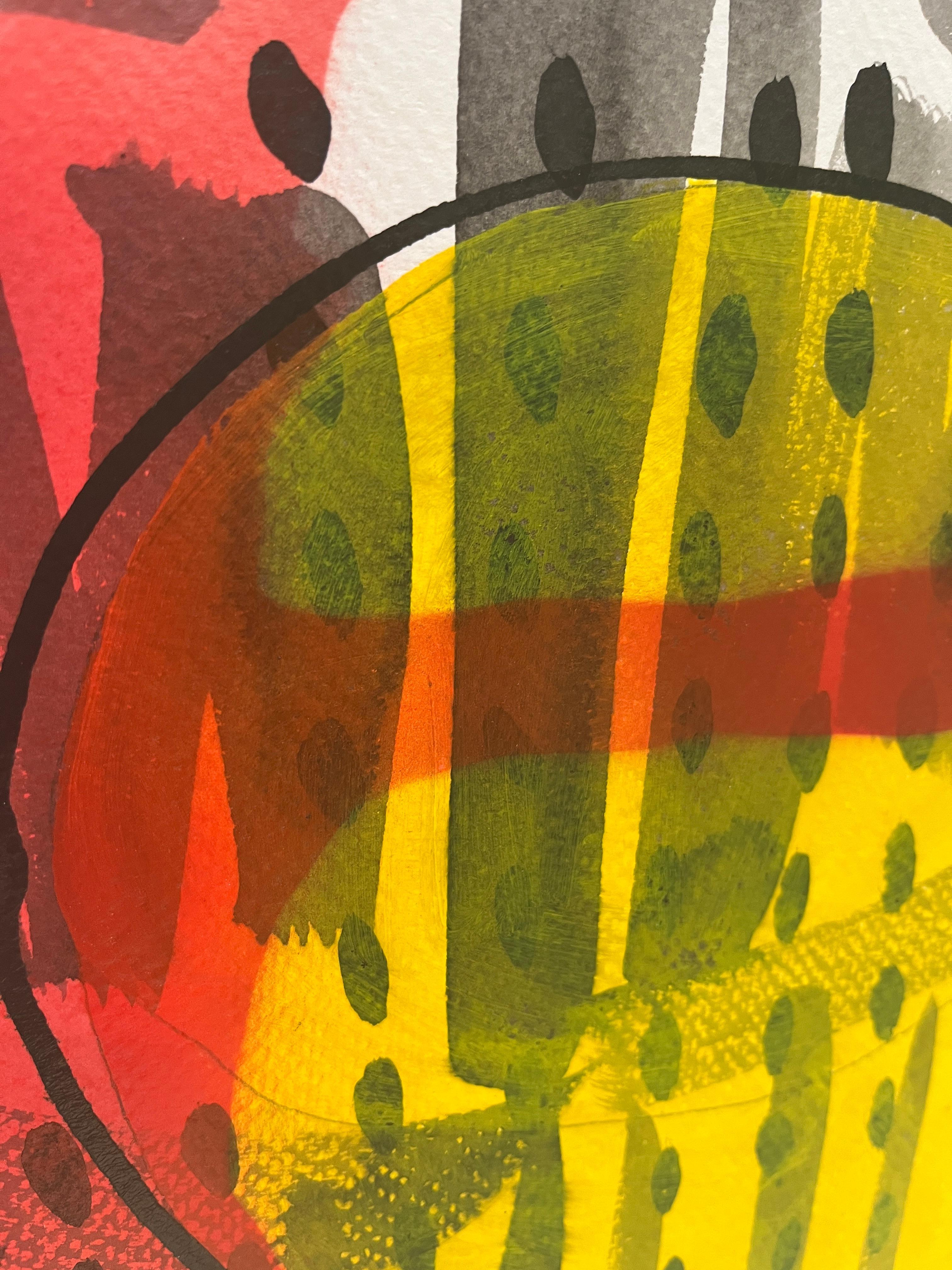 Taza 1: Zeitgenssisches Acryl und chinesische Tinte auf Papier (Beige), Abstract Painting, von Guillermo Araujo