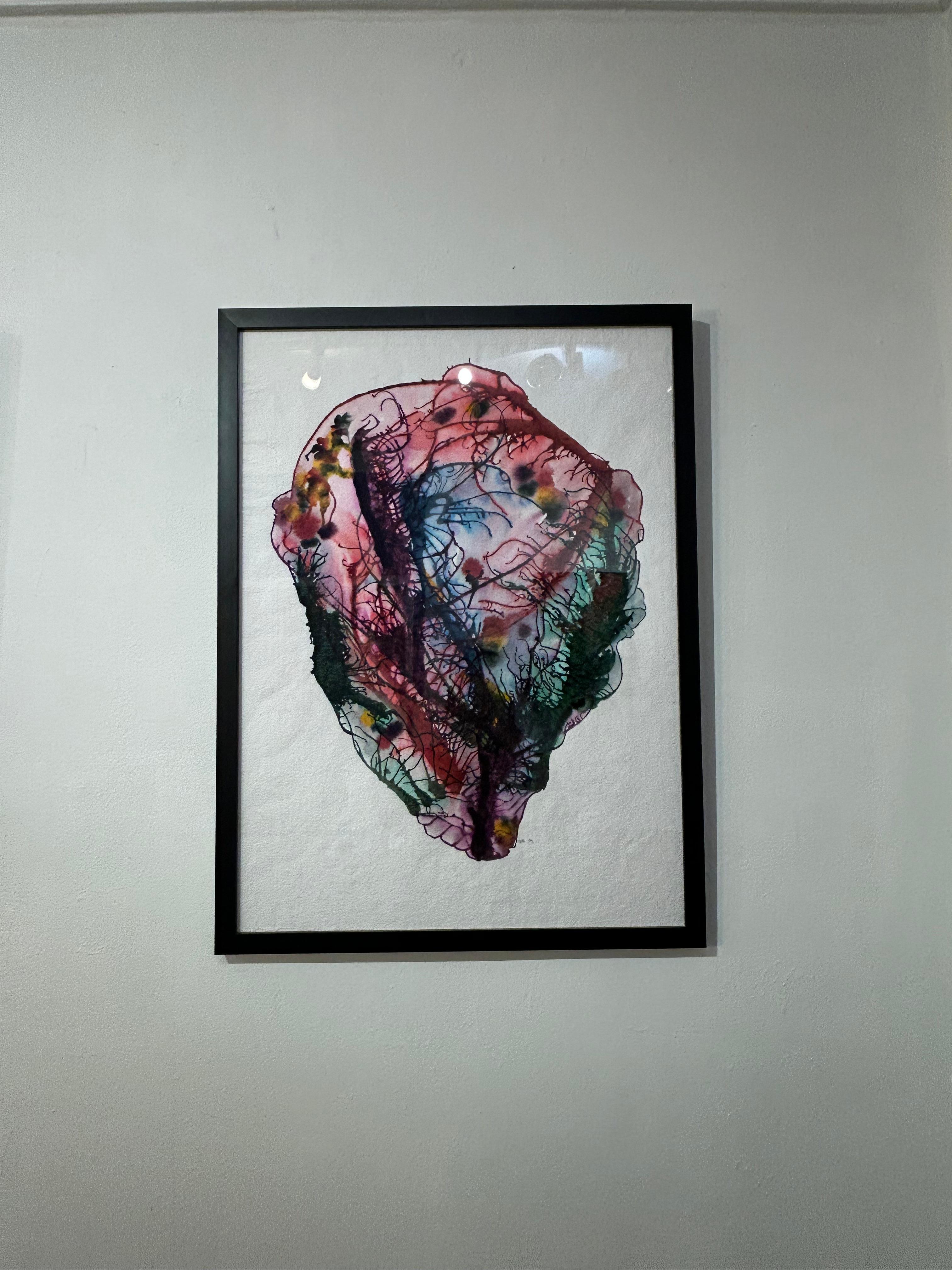 Dipinto ad acquerello incorniciato su carta indiana fatta a mano: A.I.C. - Painting di Guillermo Bublik
