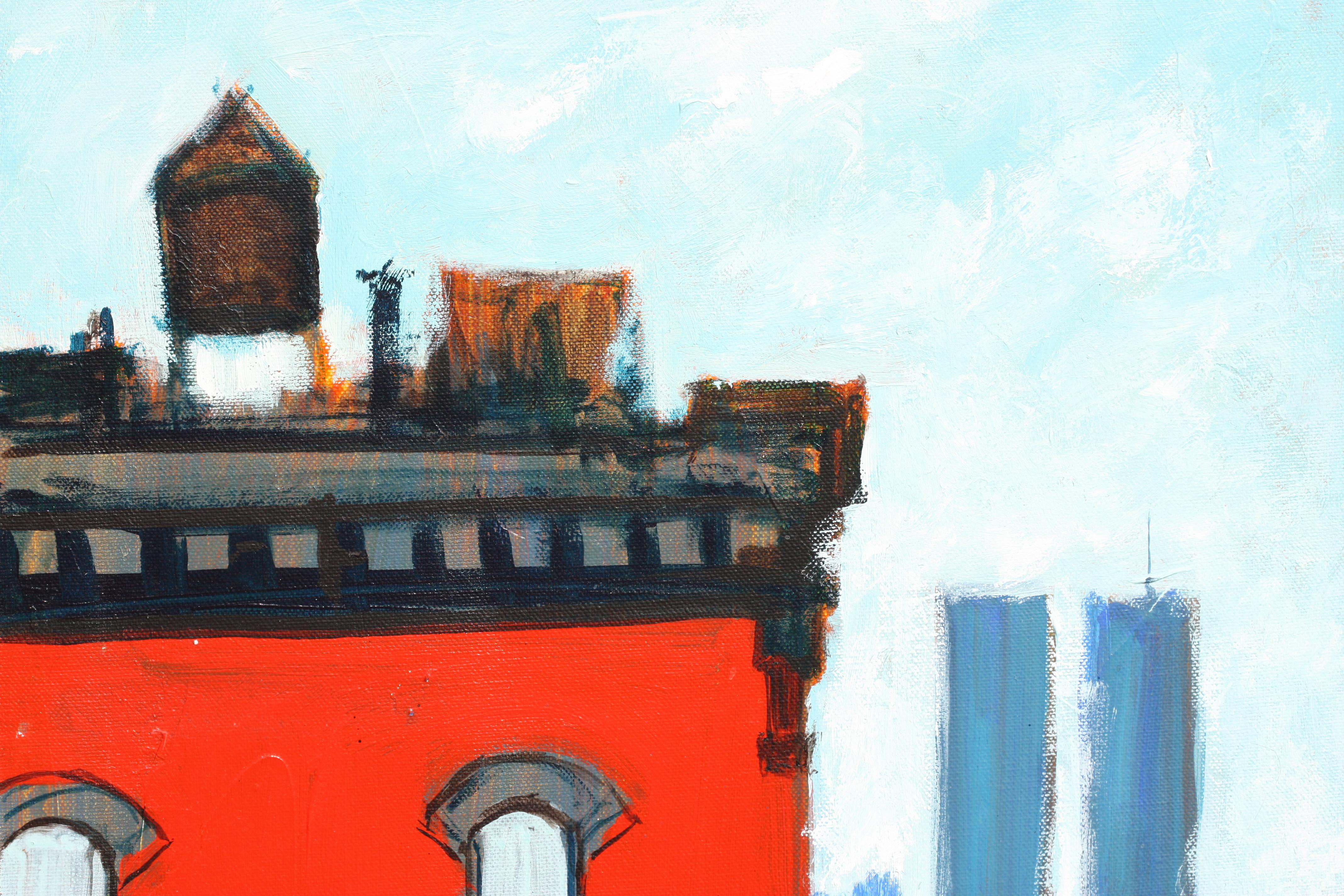 20th Century Guillermo, Cityscape with Twin Towers, 1998 For Sale