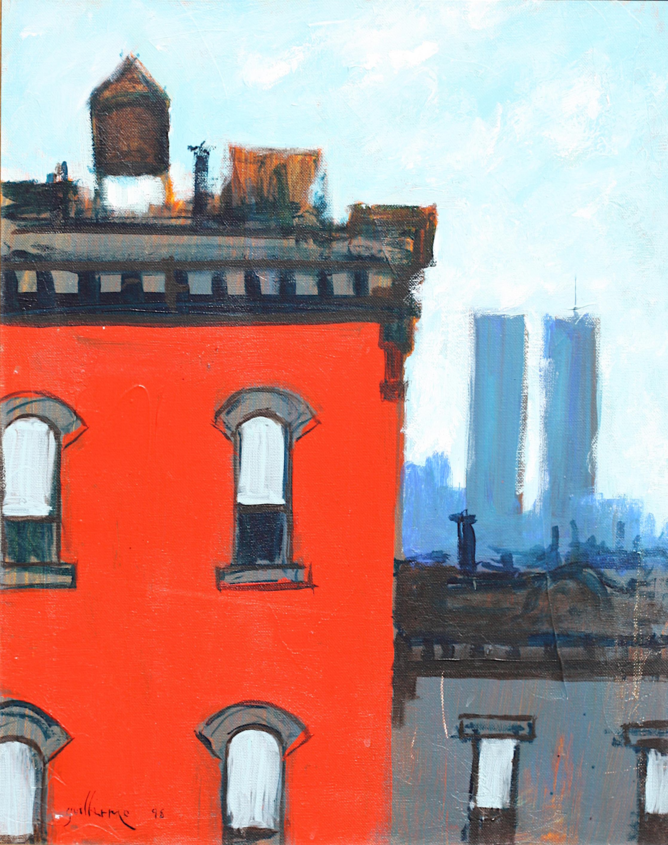 Guillermo, Cityscape with Twin Towers, 1998 For Sale 1