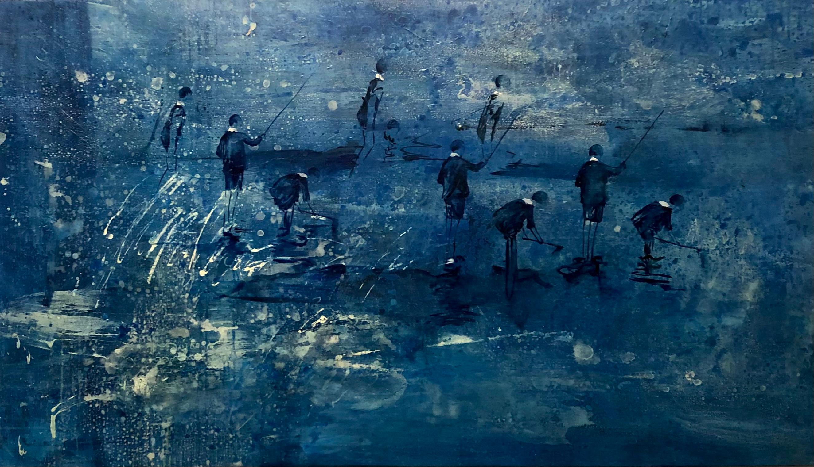 Guillermo Conte Landscape Painting - Niños en Azul