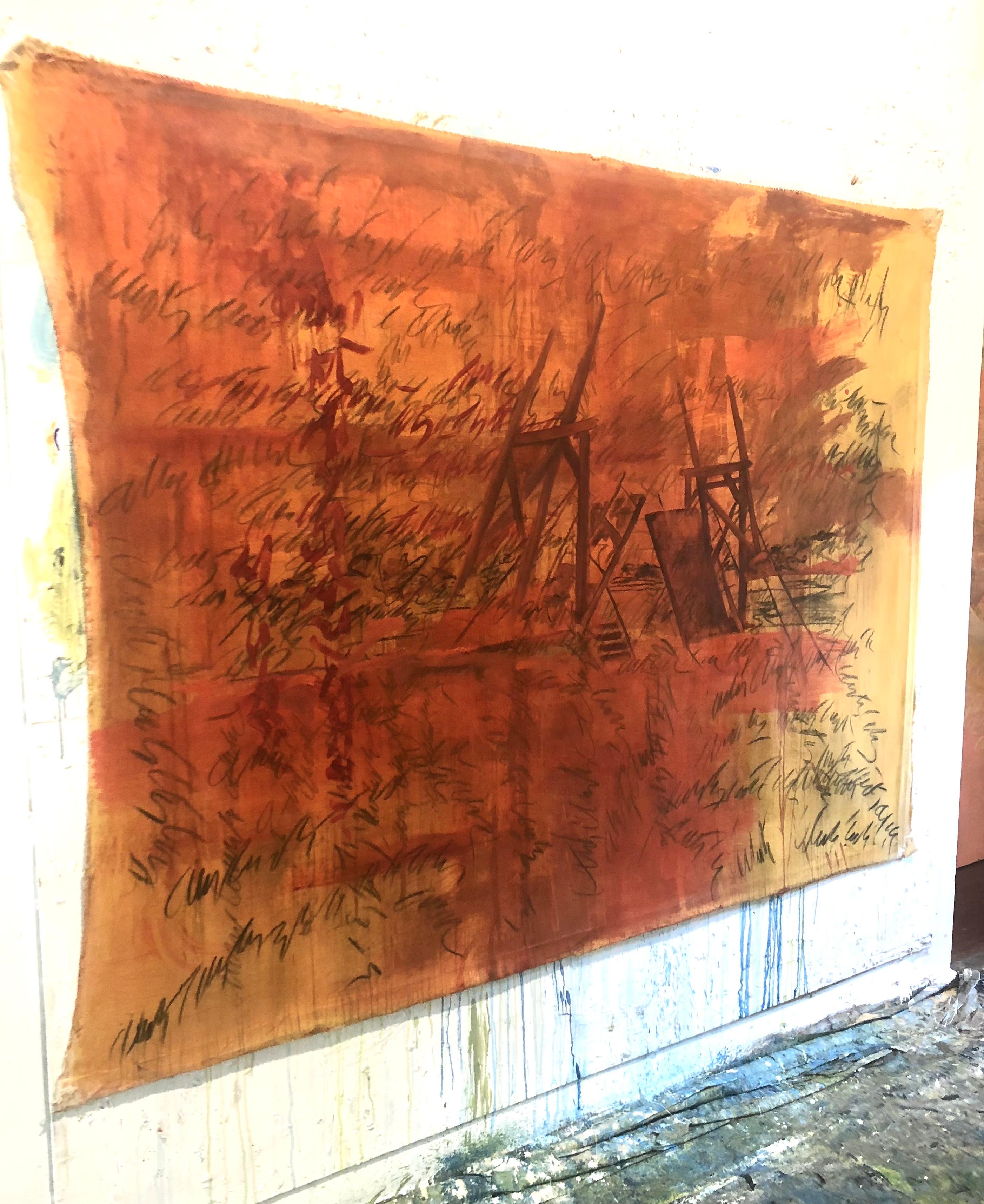 “Puente de Langlois”, 2018 Canvas, Mixed Media, Abstract Contemporary painting - Painting by Guillermo Conte