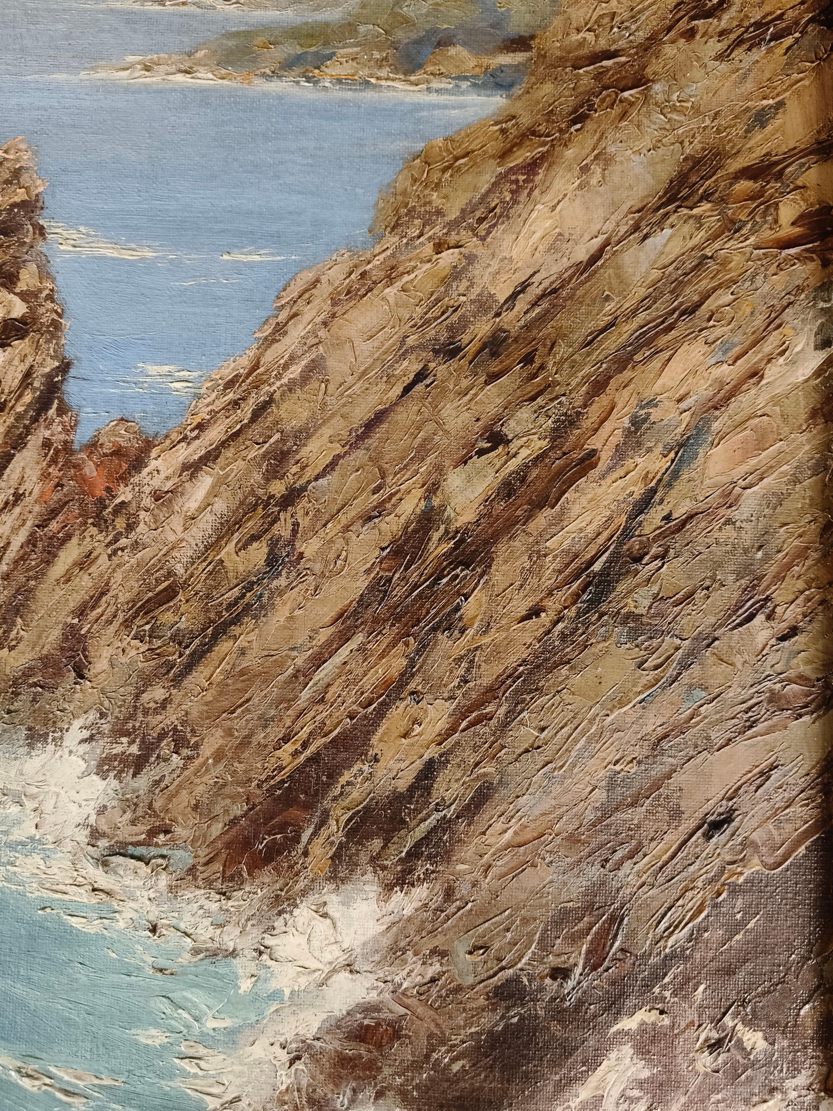 Guillermo Gómez Mayorga La Quebrada Huile sur toile Bon état - En vente à Mexico City, MX