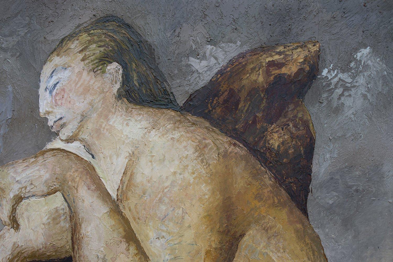 Guillermo Meza (mexicano, 1917-1997)
Sentada Desnuda, 1941
Óleo sobre lienzo
Firmado y fechado abajo a la derecha
23,5 pulg. h. x 19,5 pulg. an.
31 pulg. h. x 27 pulg. an., como enmarcado

He nació en México de origen muy humilde. Su destacada