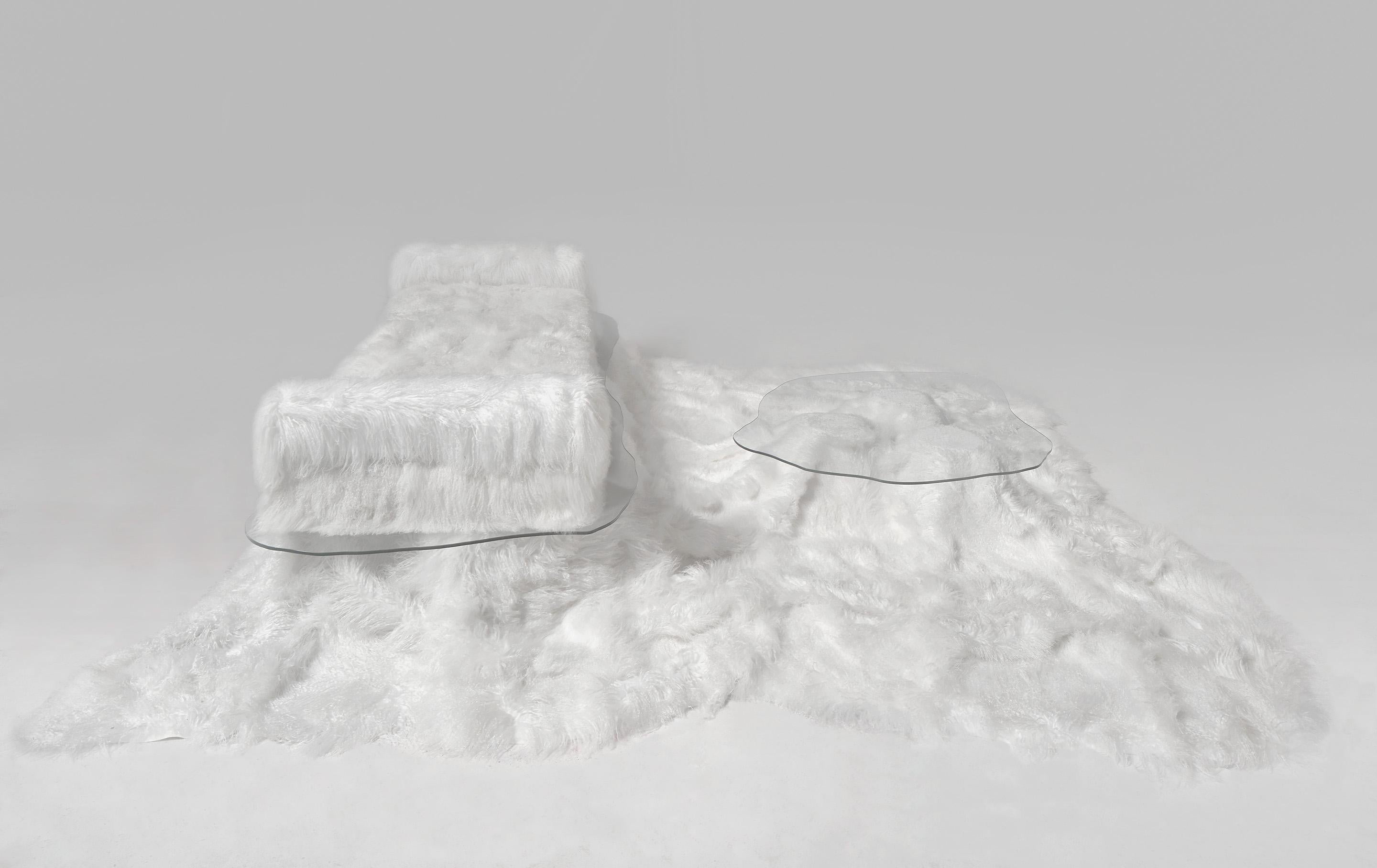 Guillermo Santomà

Bed carpet table
Manufactured by Guillermo Santomá
Edition side gallary
Barcelona, 2018
Tibetan sheep fur, porex, glass, iron structure

Measurements
373 cm x 354 cm x 69 H cm.
146.85 in x 139.37 in x 27.16 H