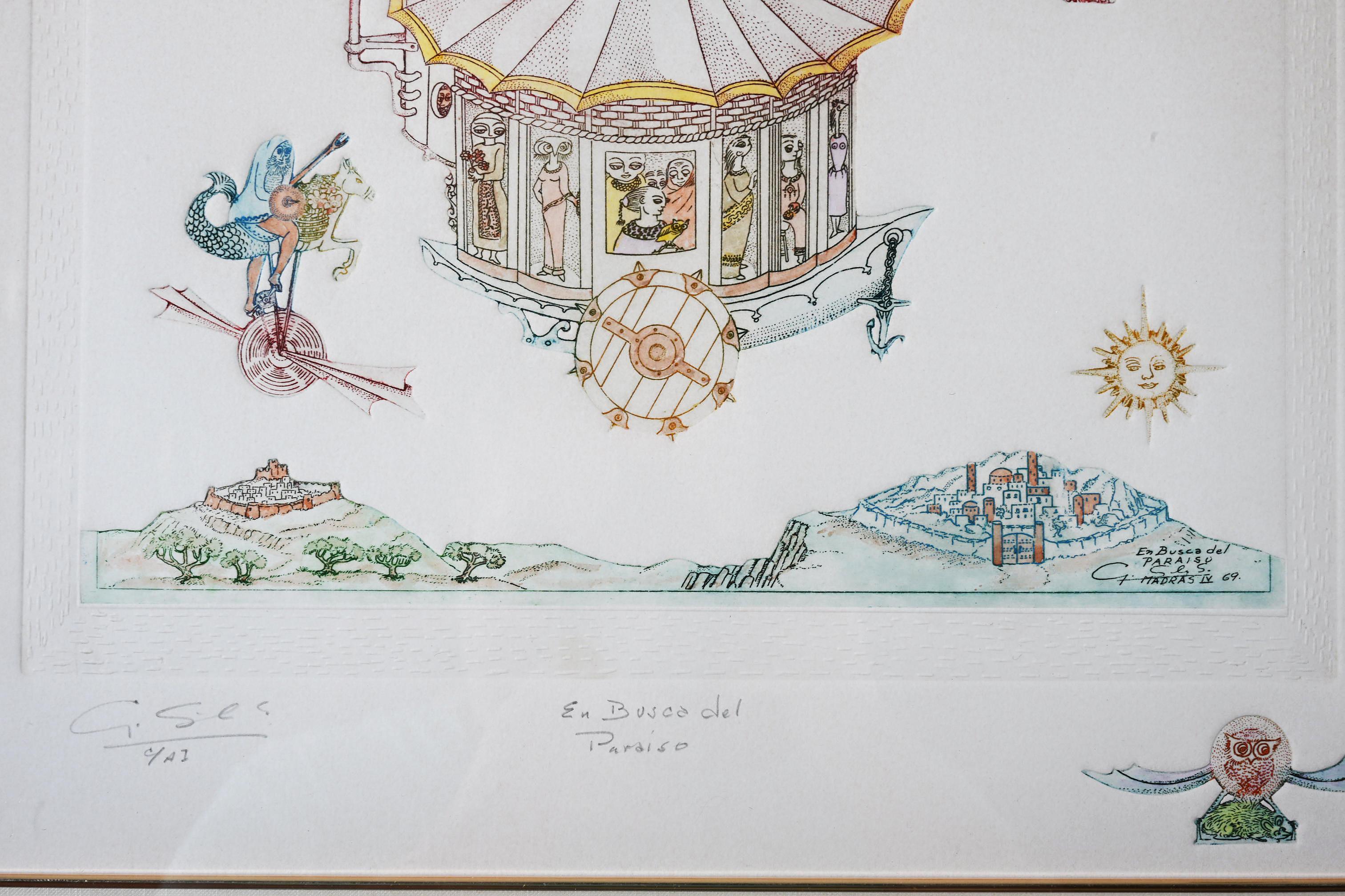 Radierung mit Aquatinta, signiert, betitelt und nummeriert mit Bleistift von Guillermo Silva Santamaria 