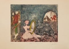Antes de la Corrida, Surrealist Etching by Guillermo Silva Santamaria