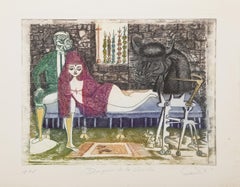 Despues de la Corrida, Surrealistische Radierung von Guillermo Silva Santamaria