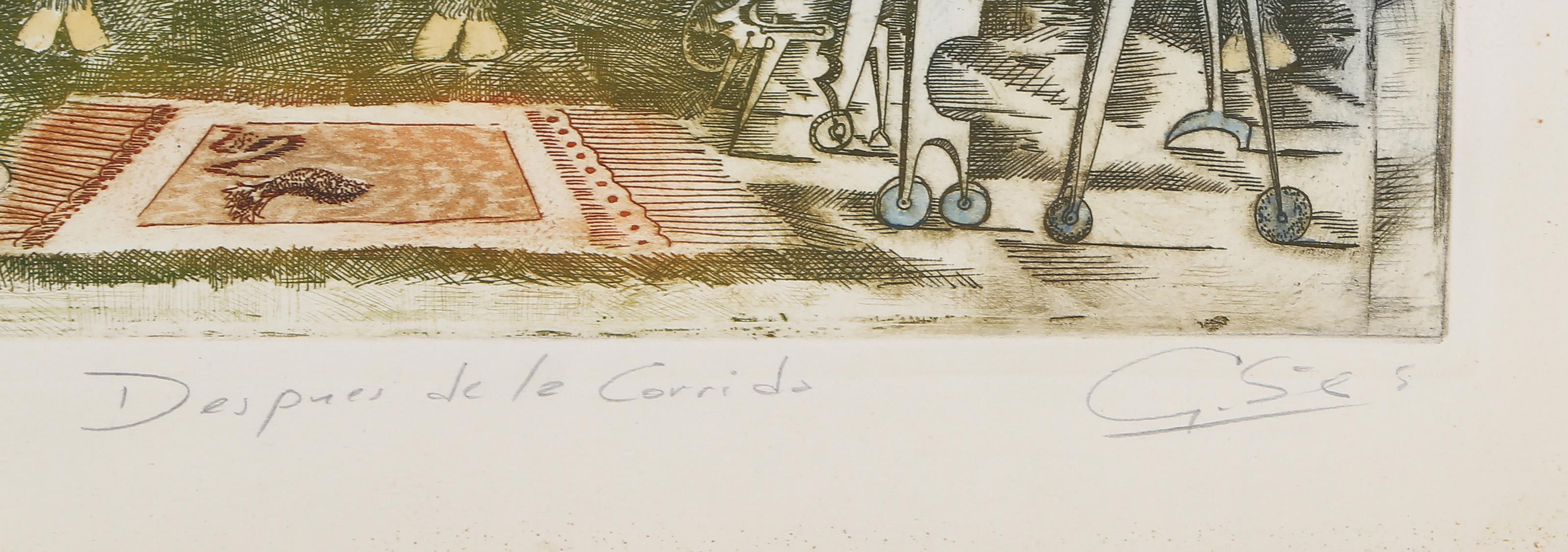 Despues de la Corrida, Surrealist Etching by Guillermo Silva Santamaria For Sale 3