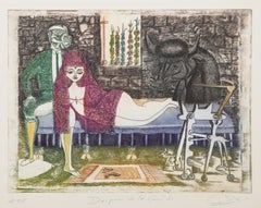 Despues de la Corrida, Aguafuerte Surrealista de Guillermo Silva Santamaria