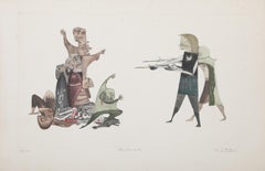 Fusilamiento, Surrealist Aquatint by Guillermo Silva Santamaria