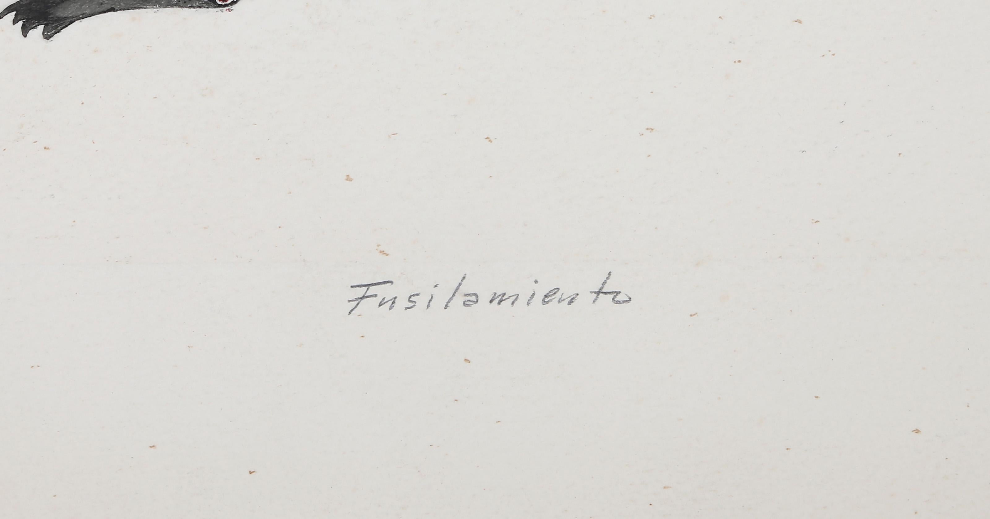 Fusilamiento, Surrealist Aquatint by Guillermo Silva Santamaria For Sale 4