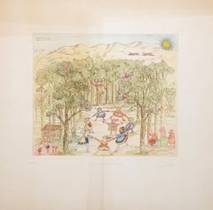 La Gallina Ciego, Surrealist Etching by Guillermo Silva Santamaria