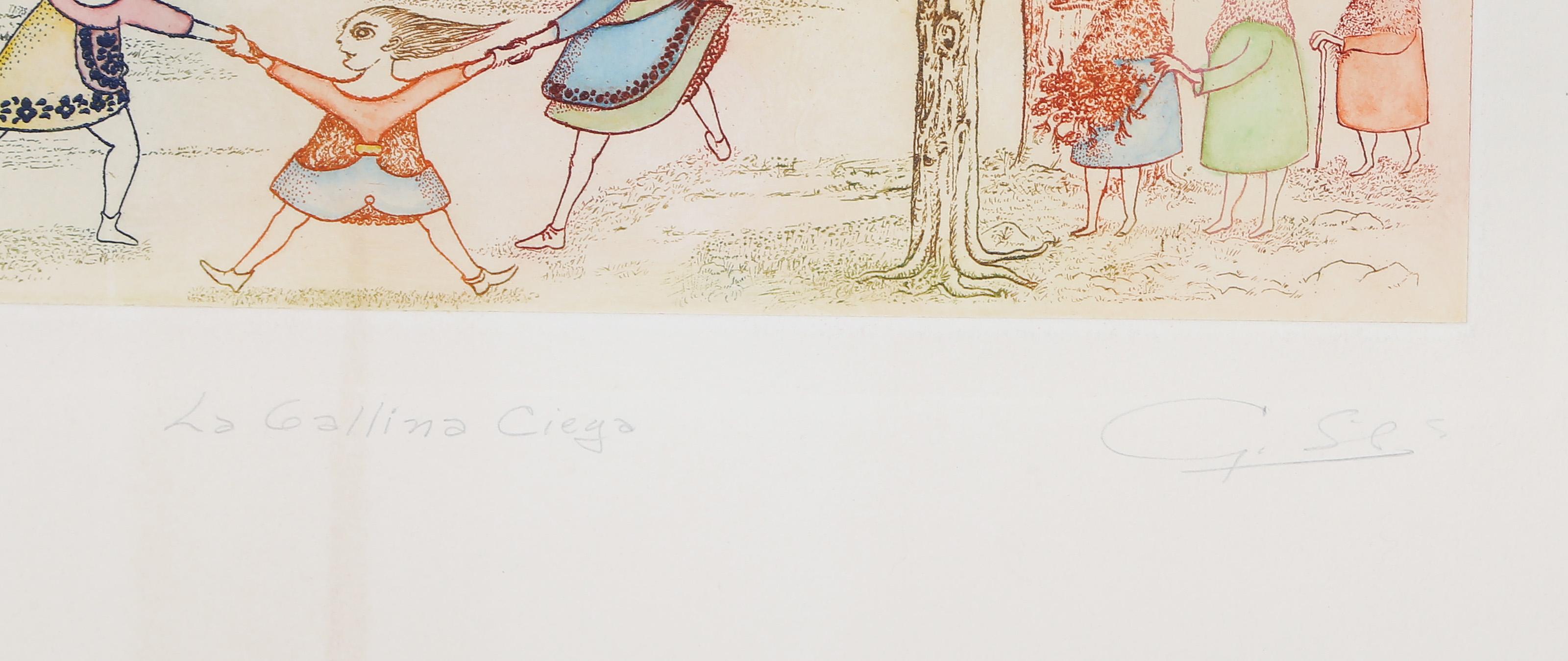 La Gallina Ciego, Surrealist Etching by Guillermo Silva Santamaria For Sale 3