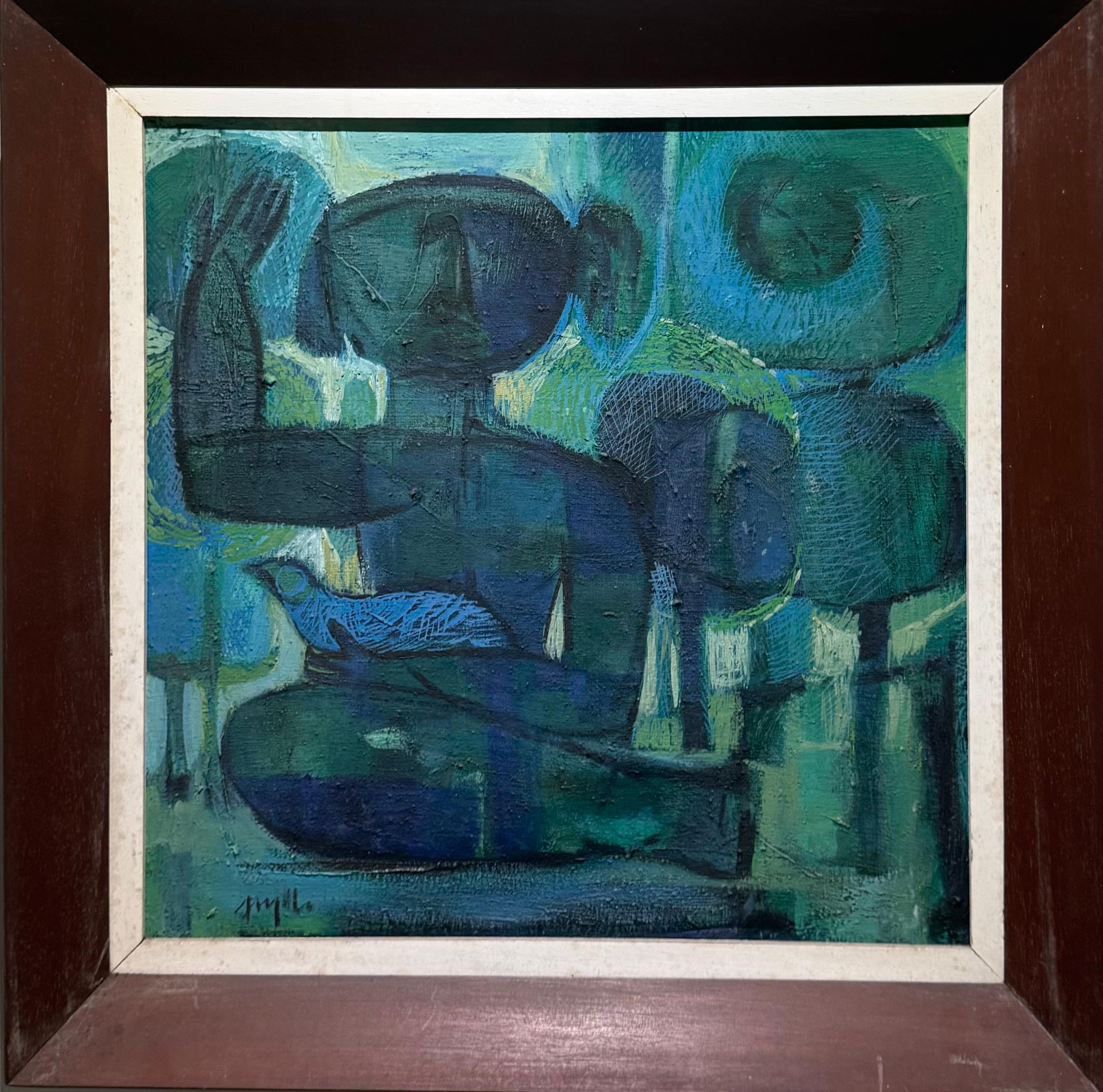 1960's MCM PANAMA Pintura abstracta figurativa latinoamericana - Painting de Guillermo Trujillo