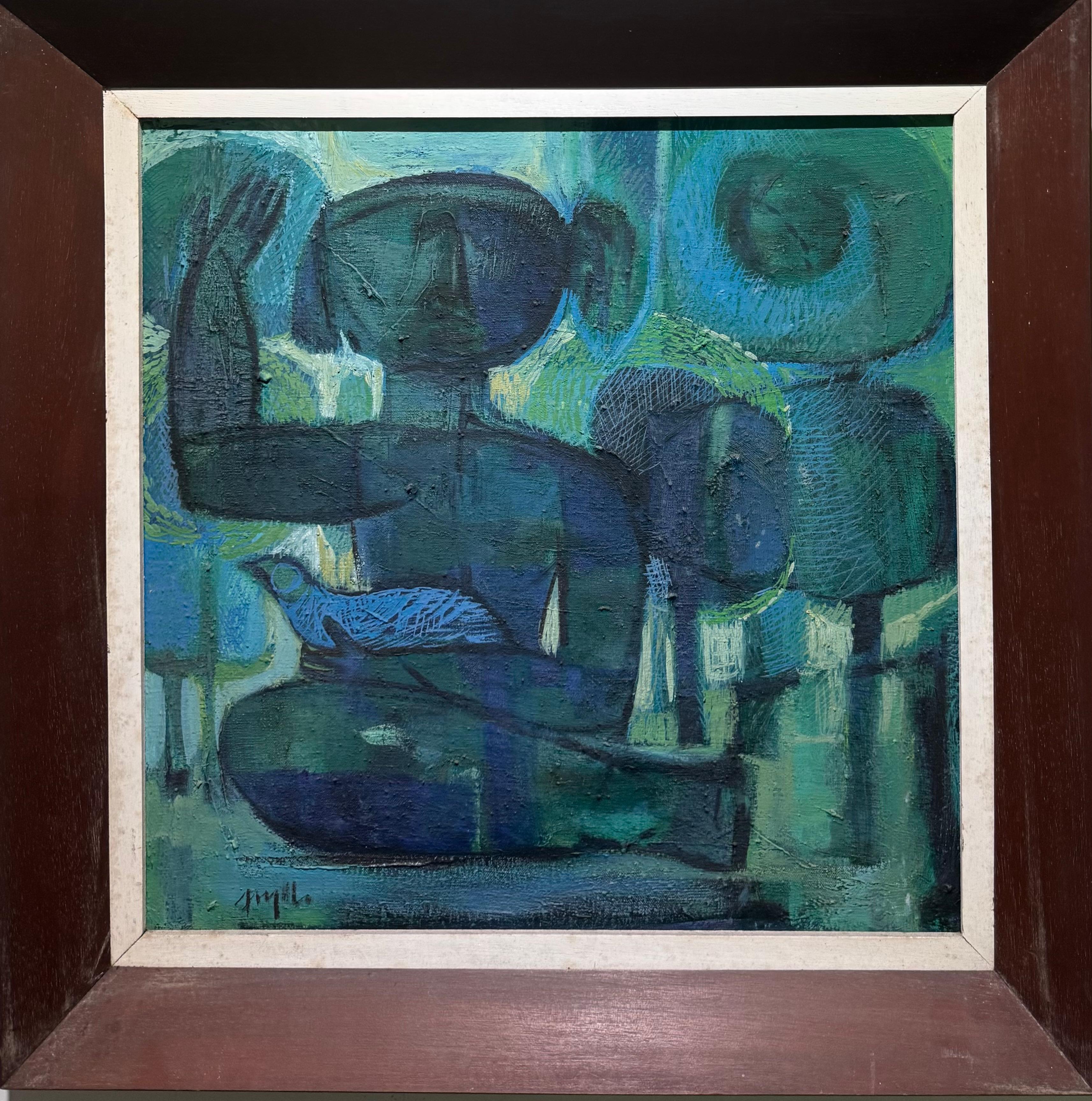 1960's MCM PANAMA Pintura abstracta figurativa latinoamericana - Painting Expresionismo abstracto de Guillermo Trujillo
