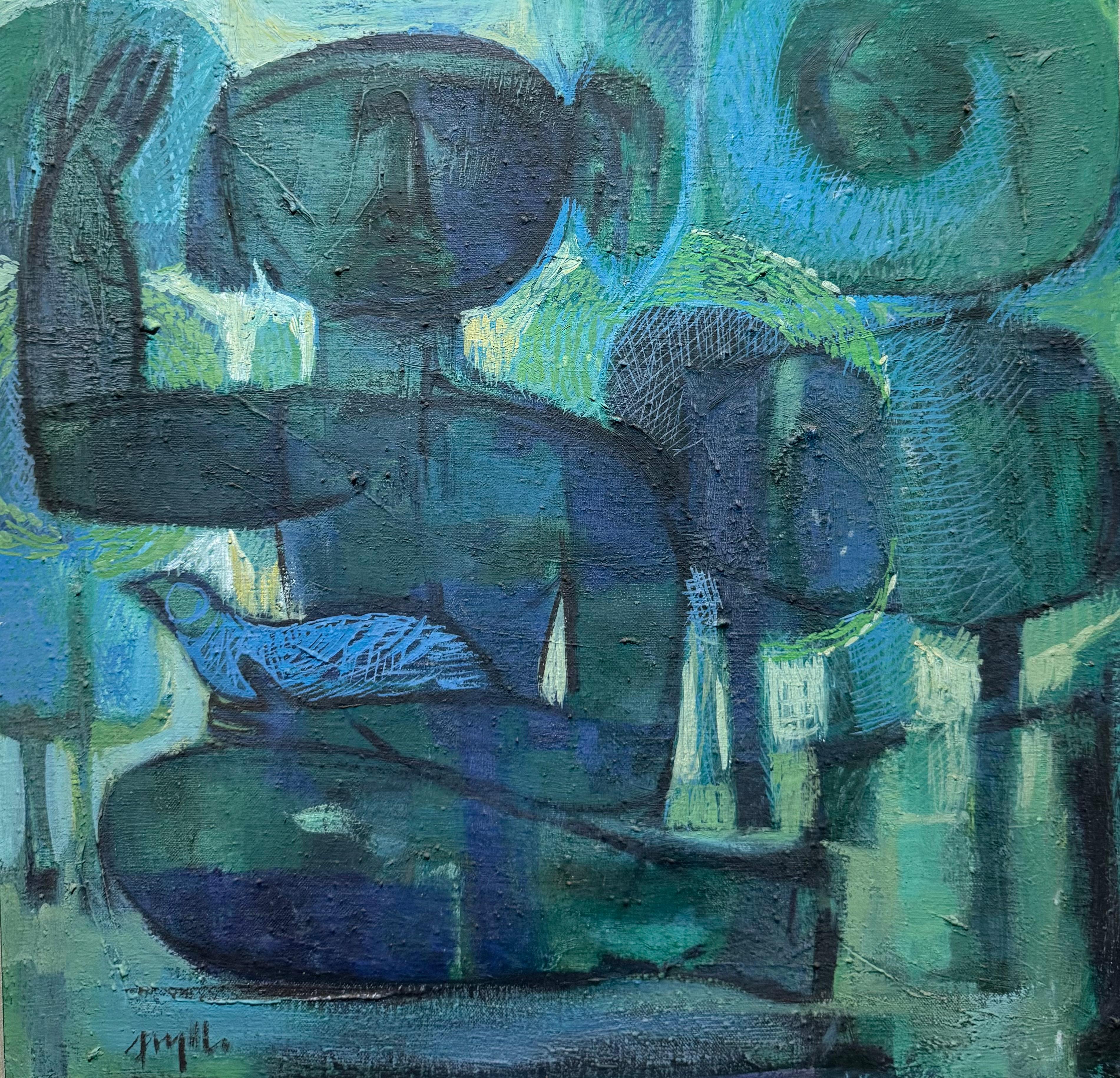 Guillermo Trujillo
1960's
Firmado Inferior derecha
Imagen de 20x20 pulgadas
26x26 pulgadas con marco
Buen estado 

El cuadro en venta es un maravilloso abstracto figurativo de una niña con un pájaro.

De una colección privada de Nueva