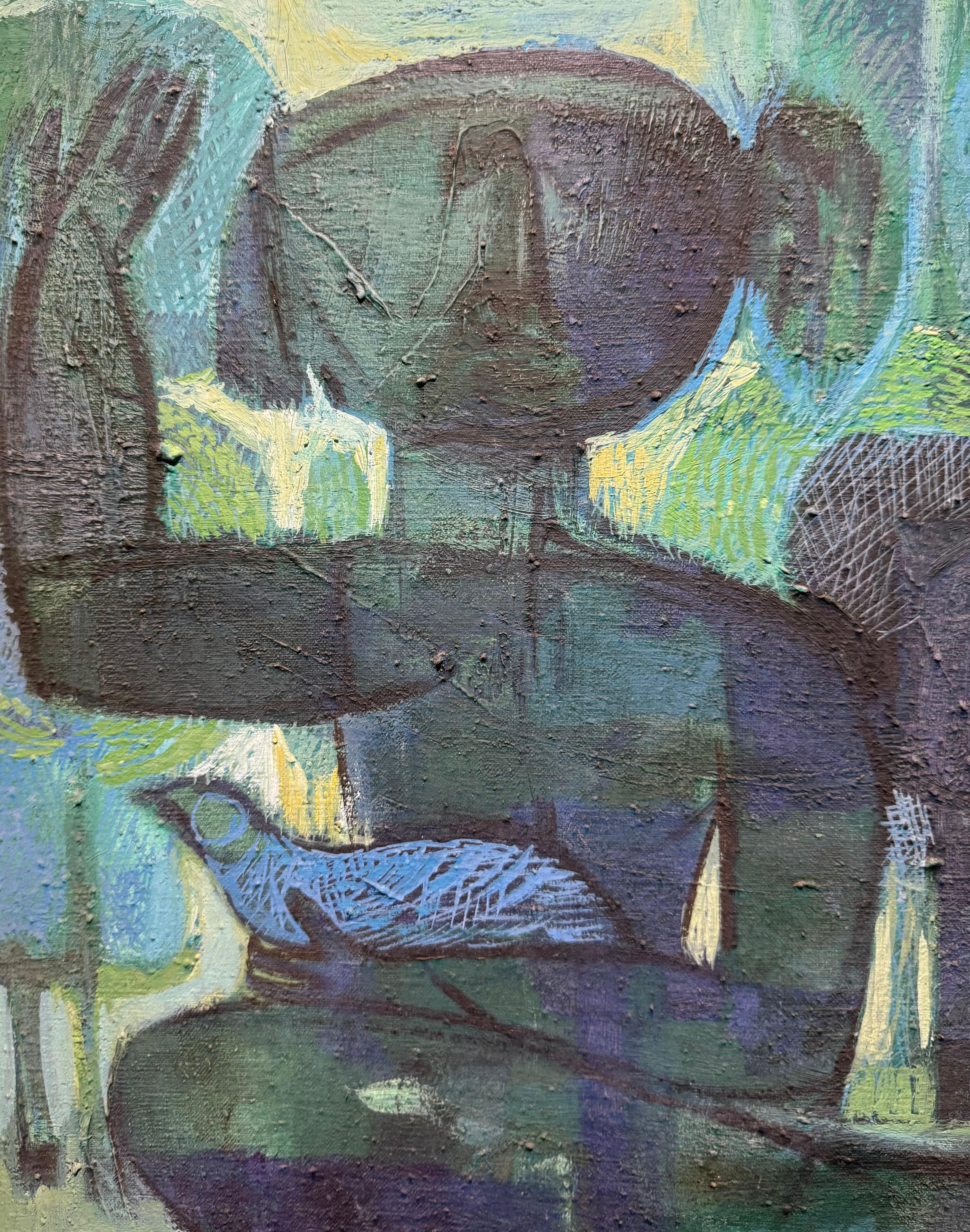 1960's MCM PANAMA Pintura abstracta figurativa latinoamericana en venta 1