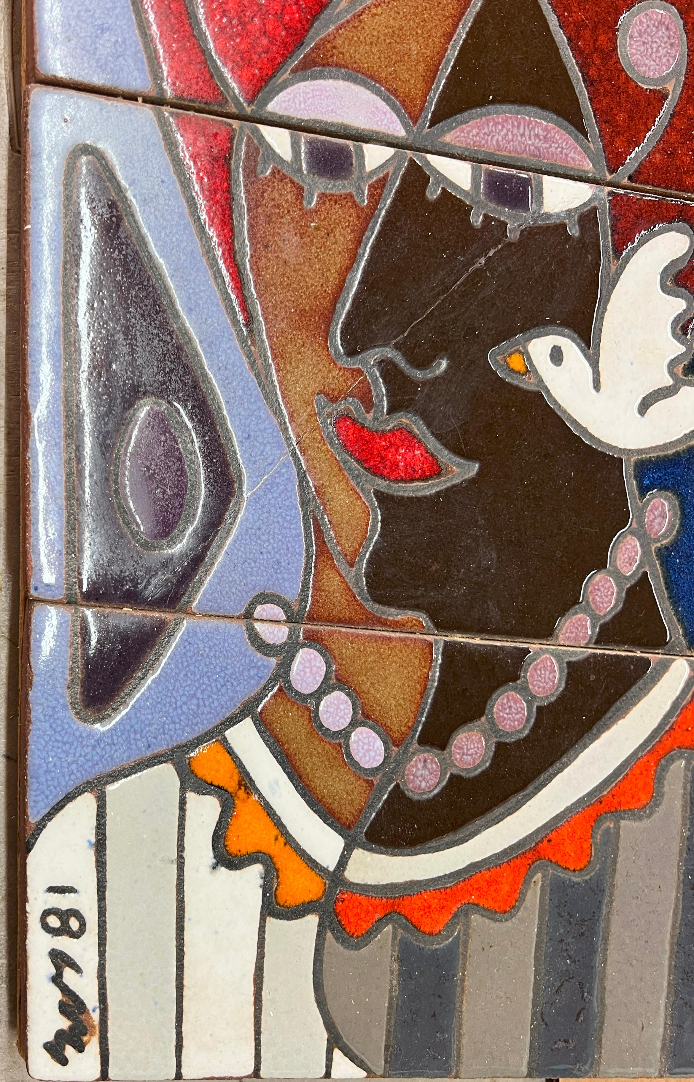 Woman of Nature and Serenity Original Ceramic Tile Sculpture For Sale 1