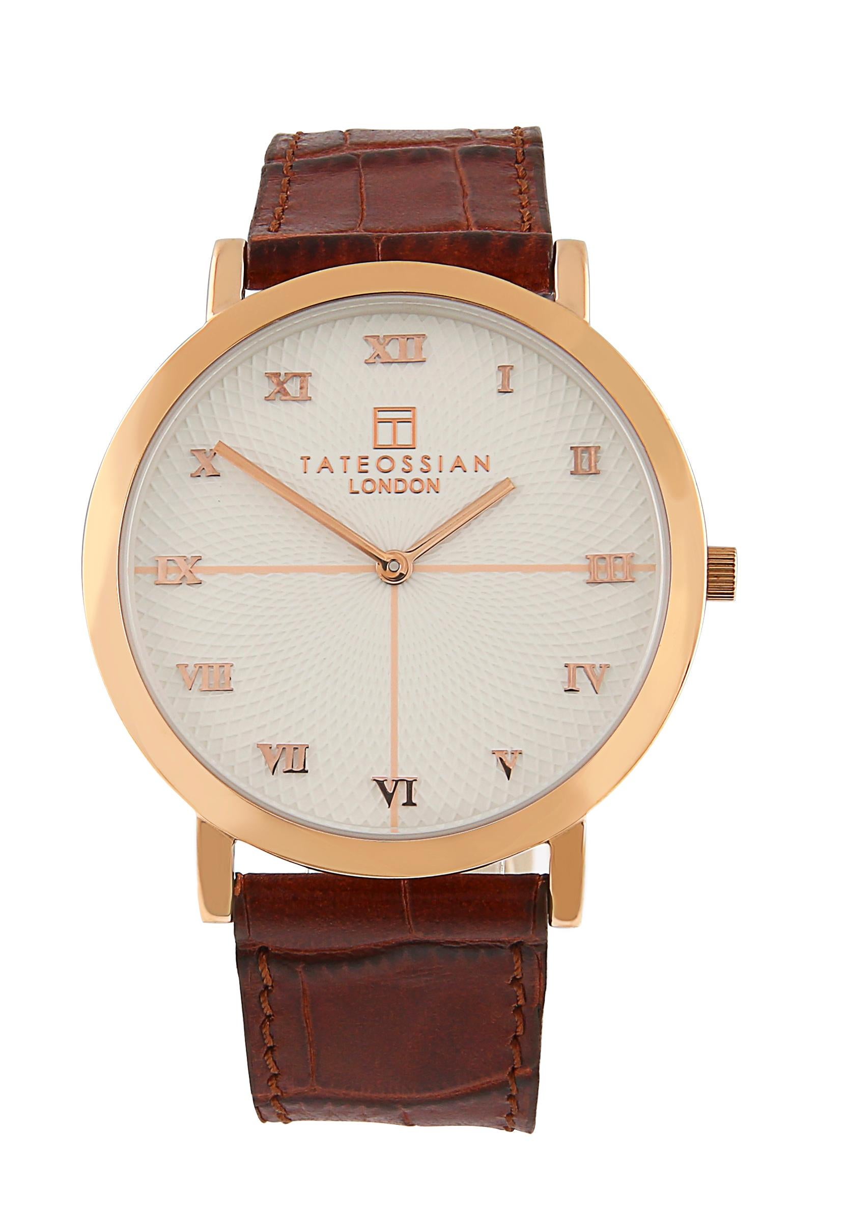 Modern Guilloche Automatic Watch, Rose Gold IP