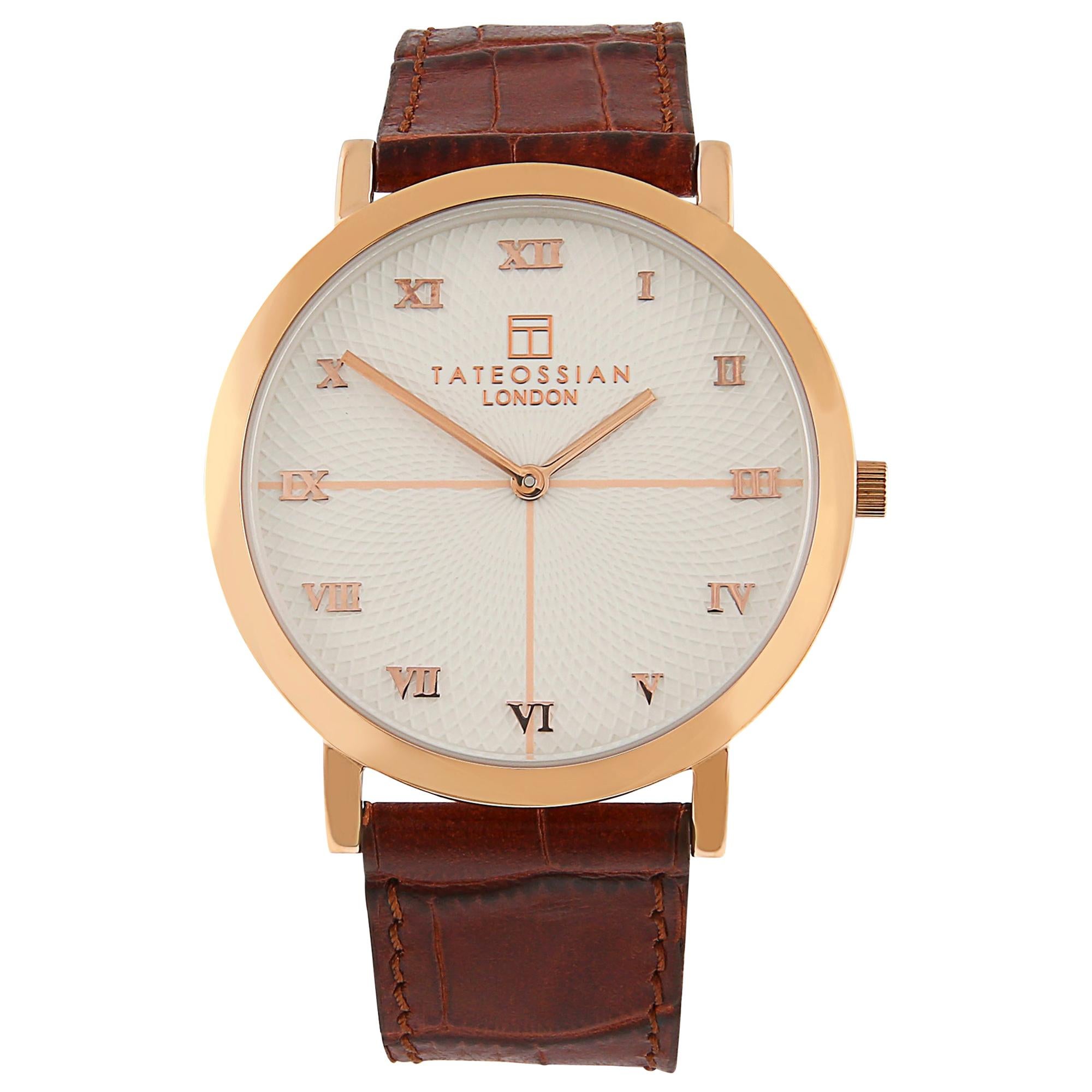 Guilloche Automatic Watch, Rose Gold IP