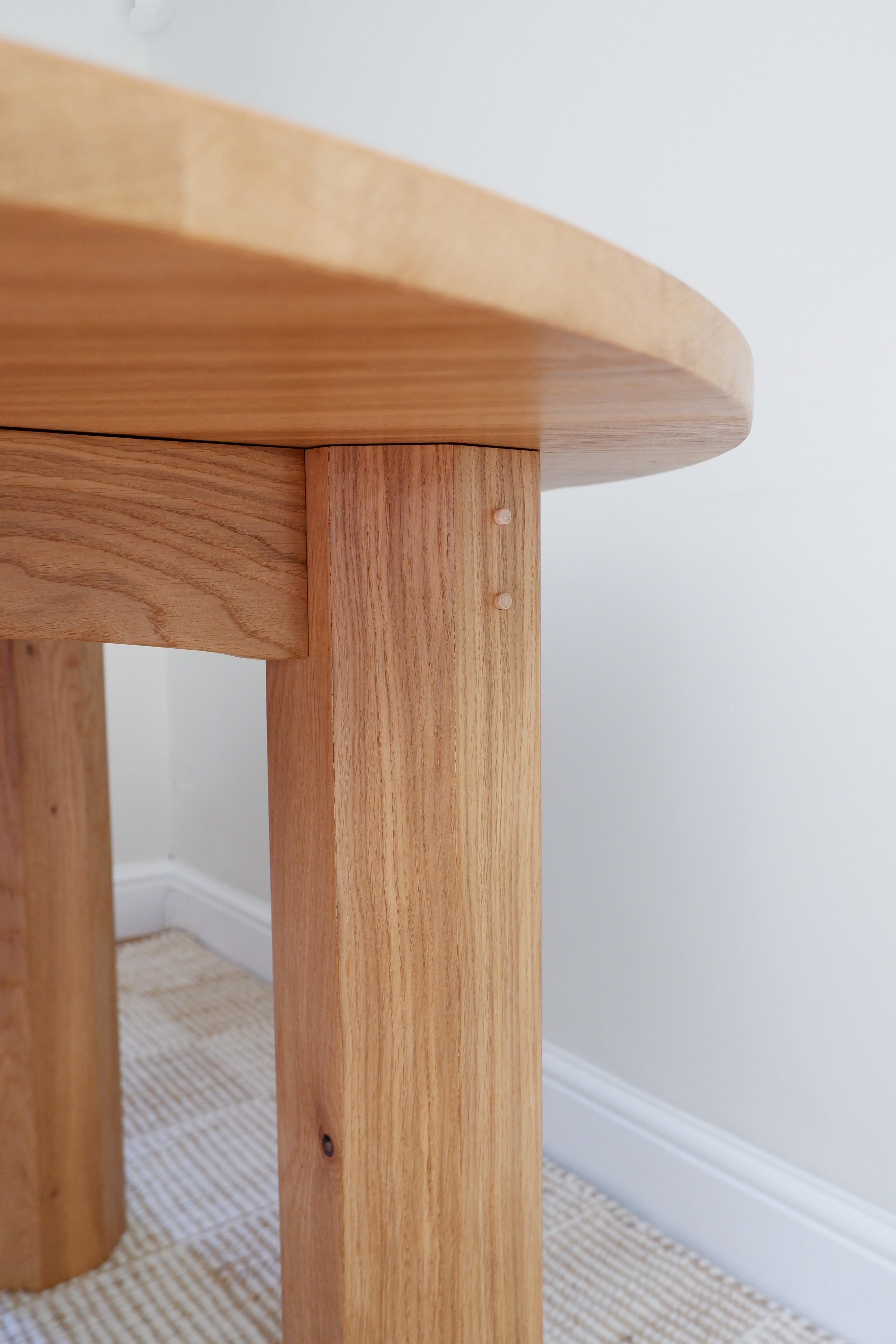 Post-Modern Guilloche Dining Table, By Josh Page Studio. Round oak top with octagonal legs. For Sale